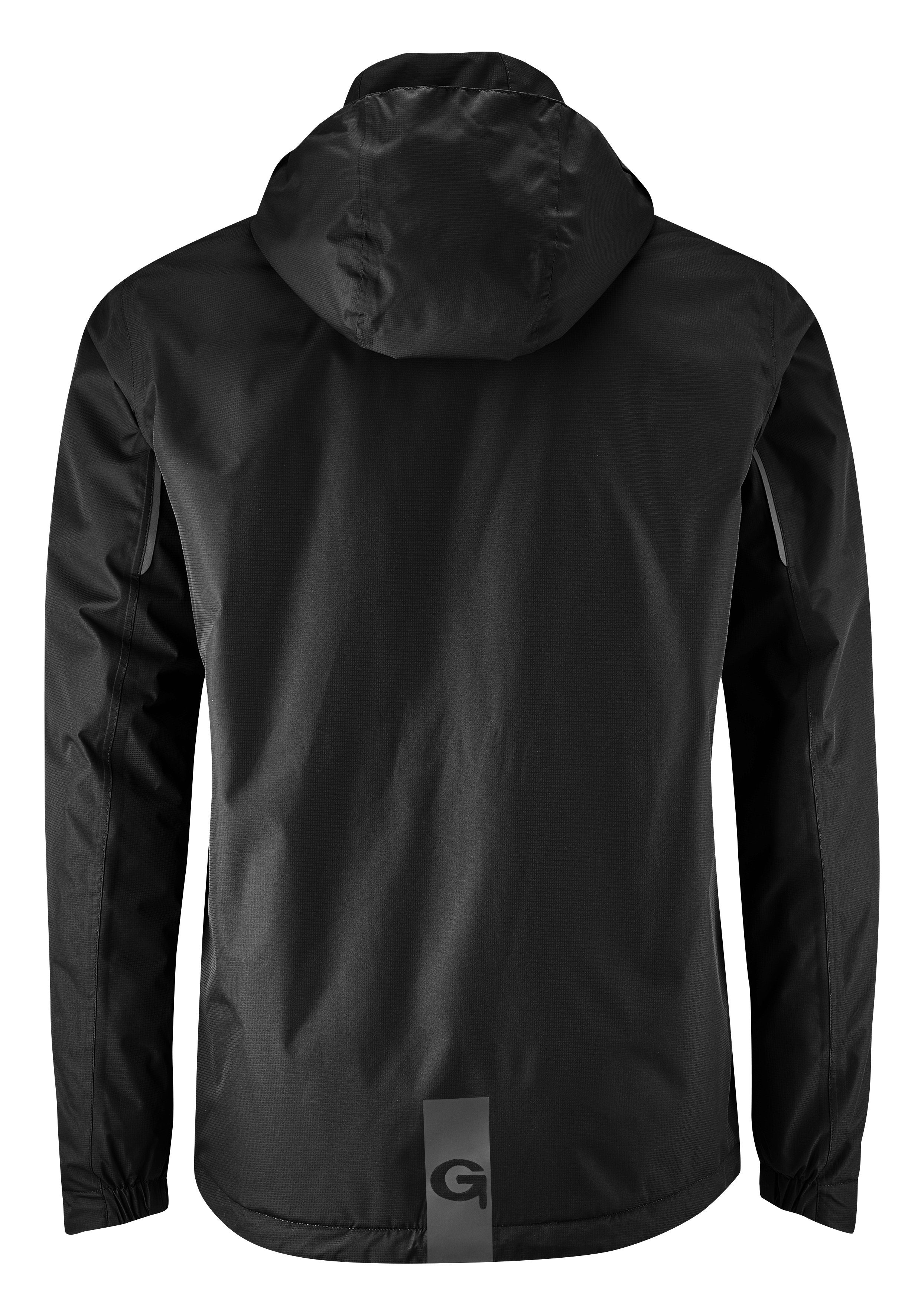 Fahrradjacke schwarz Gonso wind- und Kapuze wasserdicht, Therm Regenjacke Herren Save Radjacke mit