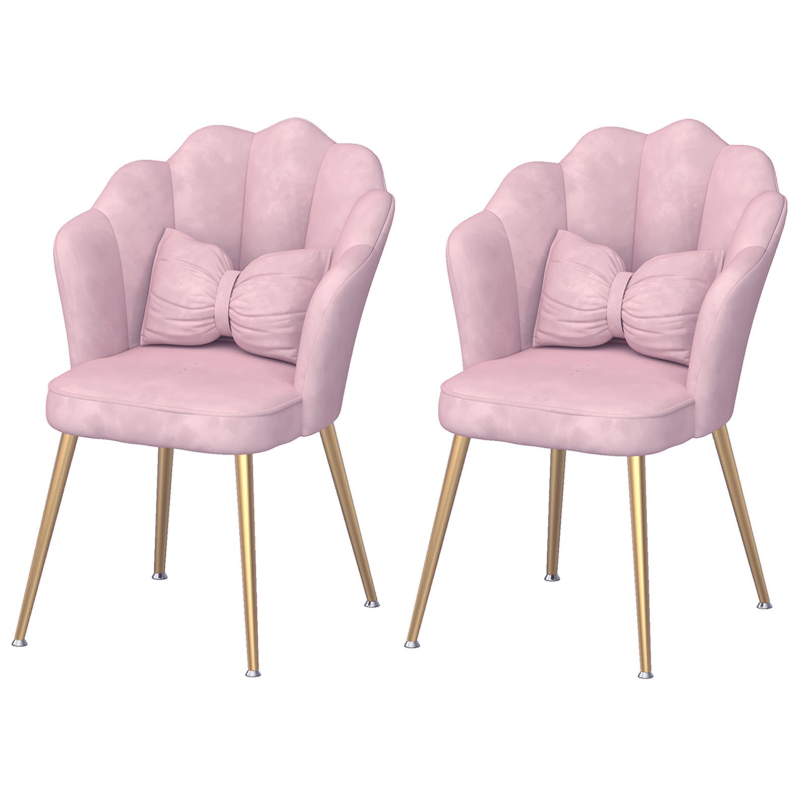 GLIESE Polsterstuhl 2 Stühle mit Rückenkissen schminktisch stuhl esszimmerstuhl, mit Metallbeinen