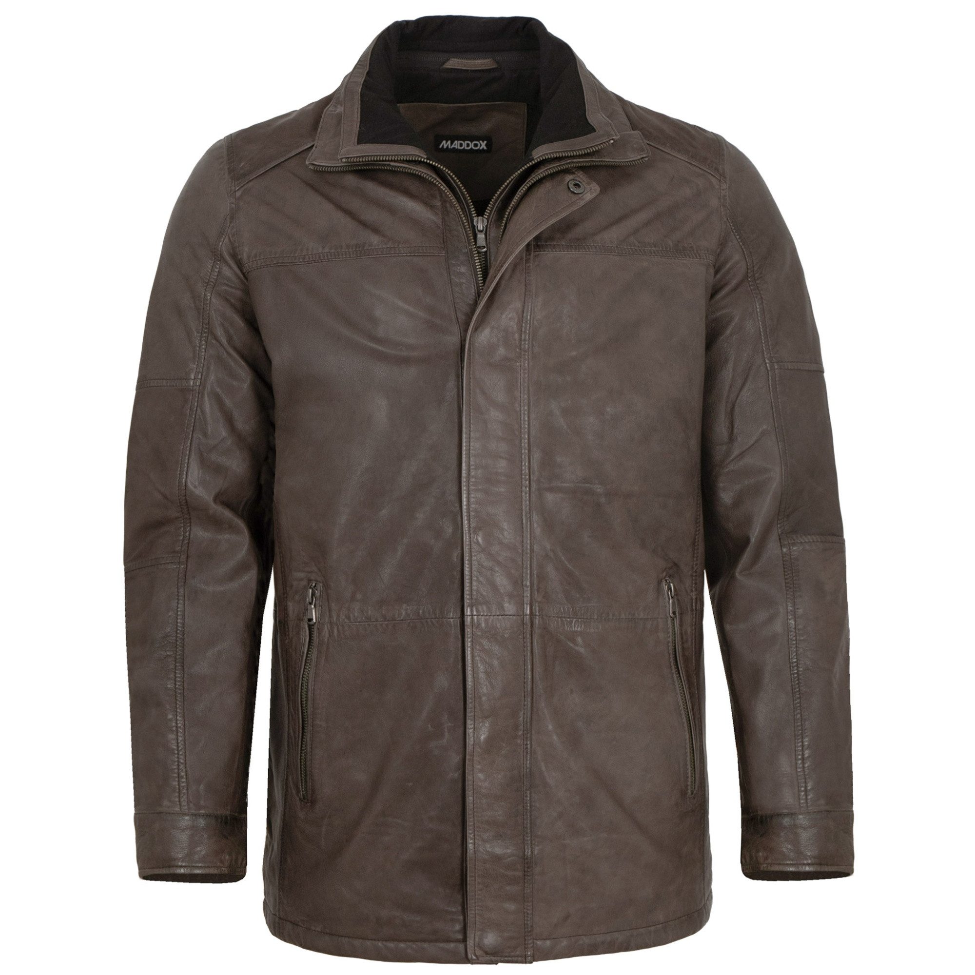 Maddox Lederjacke HJM-89 klassisch MADDOX - Herren Lederjacke Longjacke Parka Lammnappa stone antik