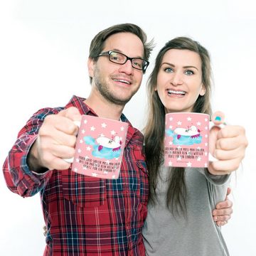 Mr. & Mrs. Panda Kinderbecher Einhorn Verliebt - Rot Pastell - Geschenk, Kindergartenbecher, Einhör, Kunststoff, Förderung der Selbstständigkeit