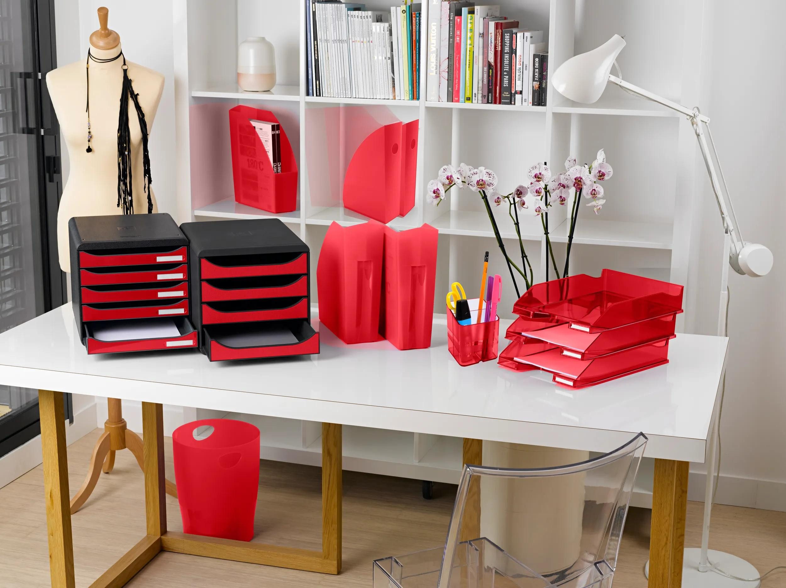 EXACOMPTA Schubladenbox Schubladenbox Big Box Plus 5 offene Schubladen rot glossy 3097218D, Boxen stappelbar
