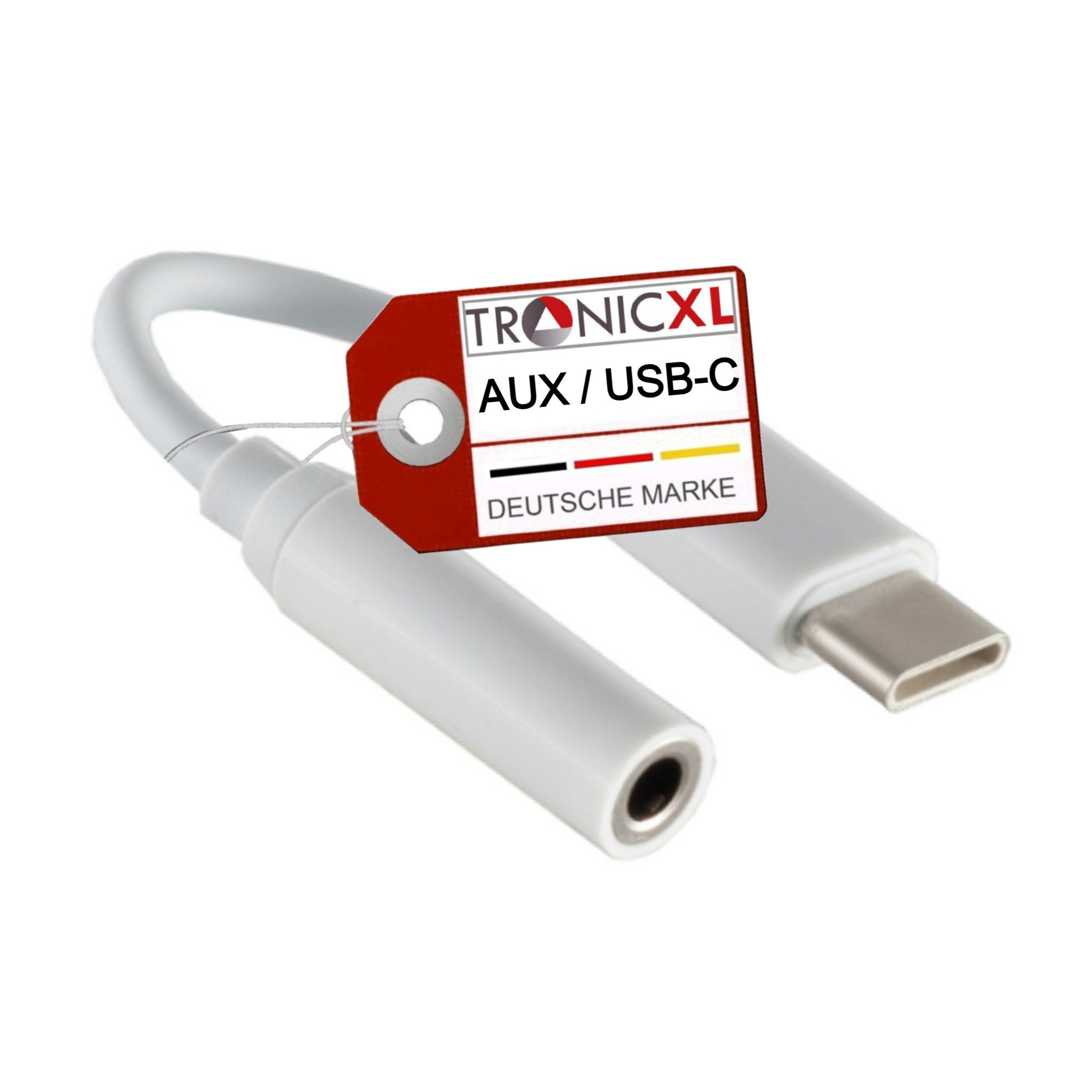 TronicXL USB-C Adapter zu Klinke 3,5 mm USBC Smartphone Kopfhörer Aux Handy USB-Adapter USB-C zu 3,5-mm-Klinke, 10 cm, 4 pin
