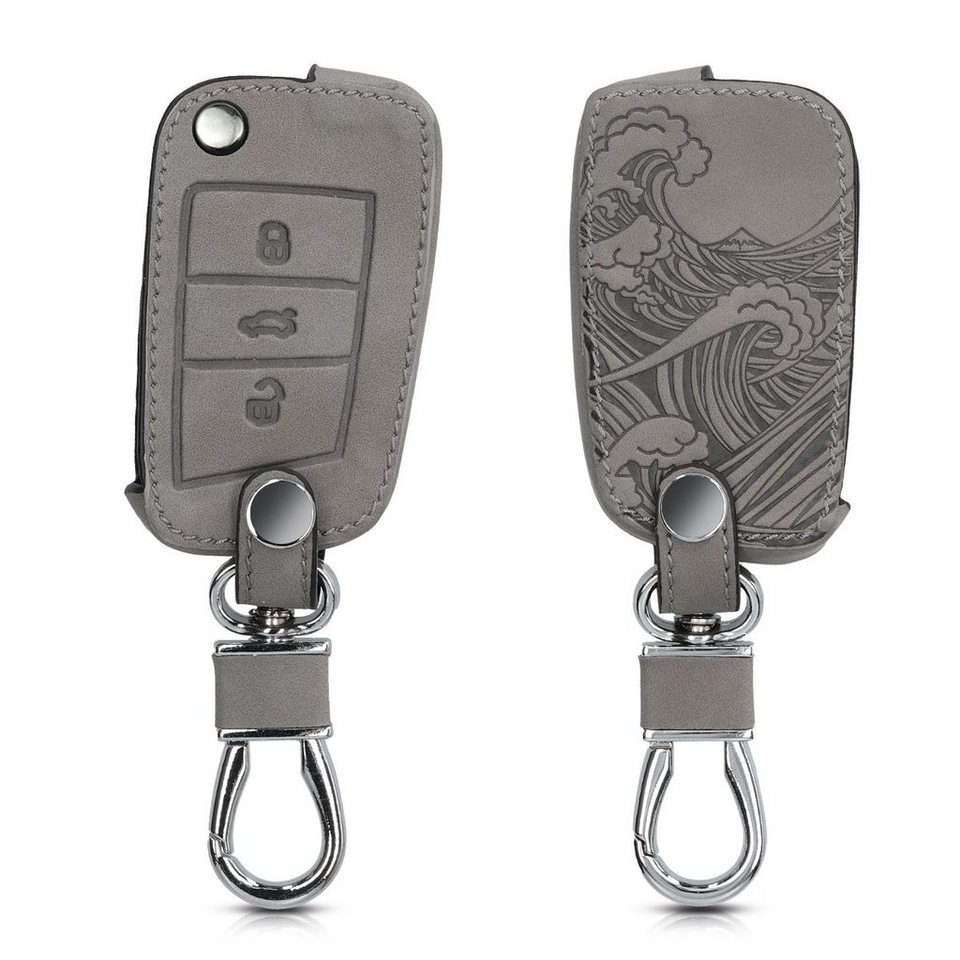 kwmobile Schlüsseltasche, Autoschlüssel Hülle für VW Golf 7 MK7 -  Nubuklederoptik - Kunstleder Schutzhülle Schlüsselhülle Cover für VW Golf 7  MK7