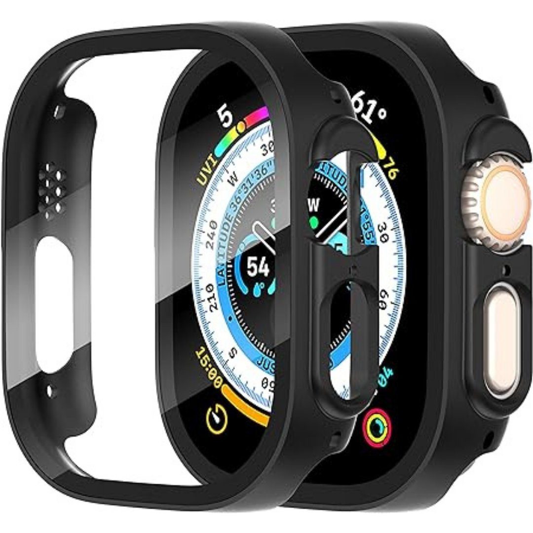 SmartUP Smartwatch Hulle 2X Hulle fur Apple Watch Ultra 2 Ultra 49mm Case Display Schutzhulle Schutzhulle mit integriertem gehartetem Glas Smartwatch Schutzhulle