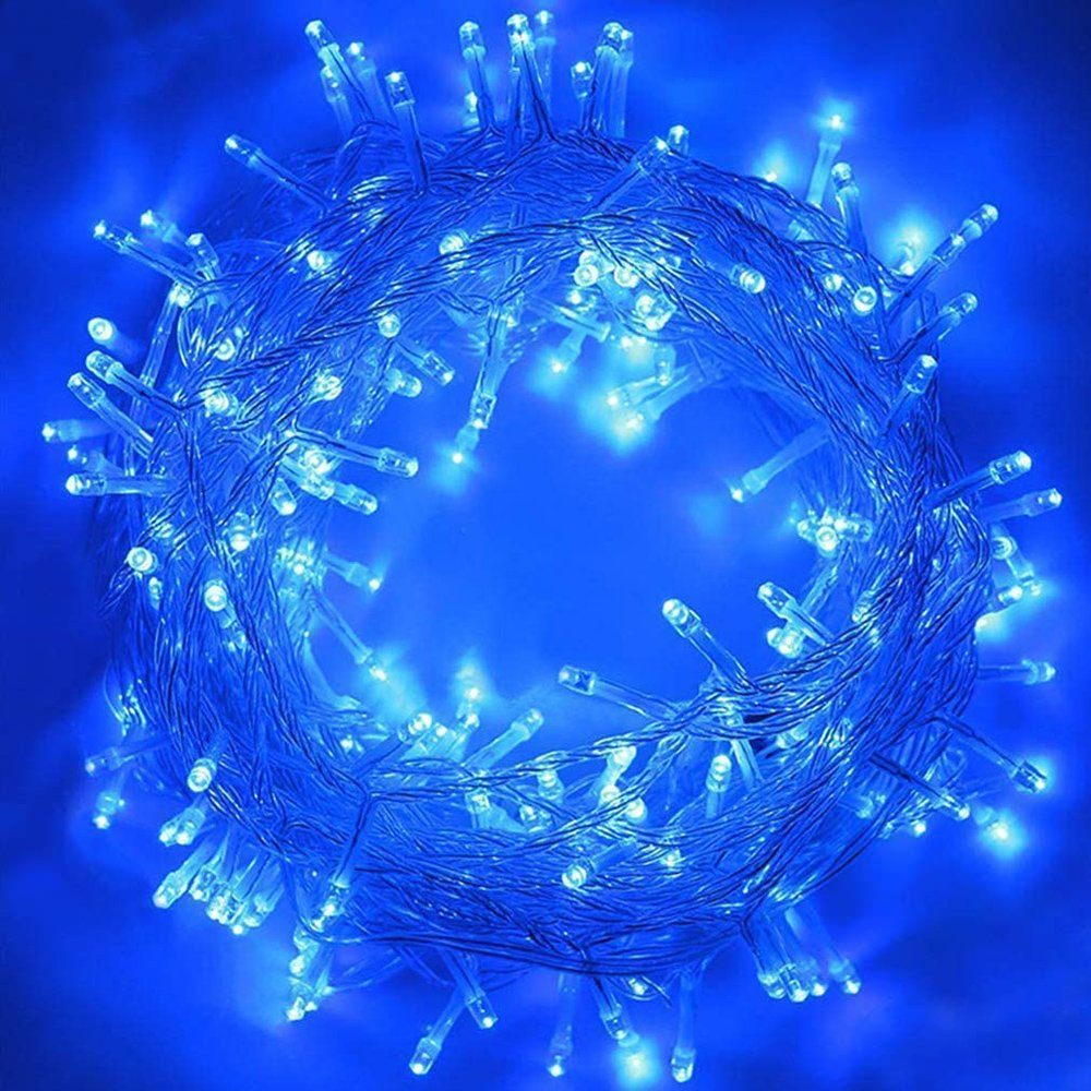 MUPOO LED-Girlande LED-Lichterkette 10M Lichterketten, LED-Lichtervorhang Farben LED-Licht 100LED LED Blau Wasser LED-Netzlicht Lichterketten,9