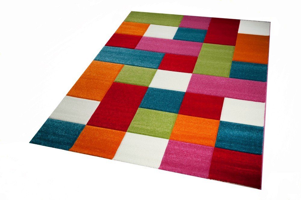 Carpetia Kinderteppich Kinderteppich Kinderzimmer Karo bunt türkis orange w günstig online kaufen