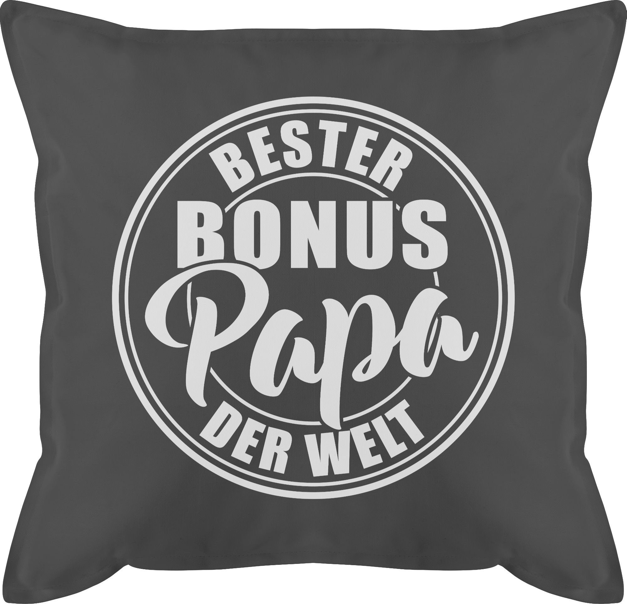 Shirtracer Dekokissen Bester bonus Papa der Welt - weiß, Vatertagsgeschenk Kissen 1 Grau