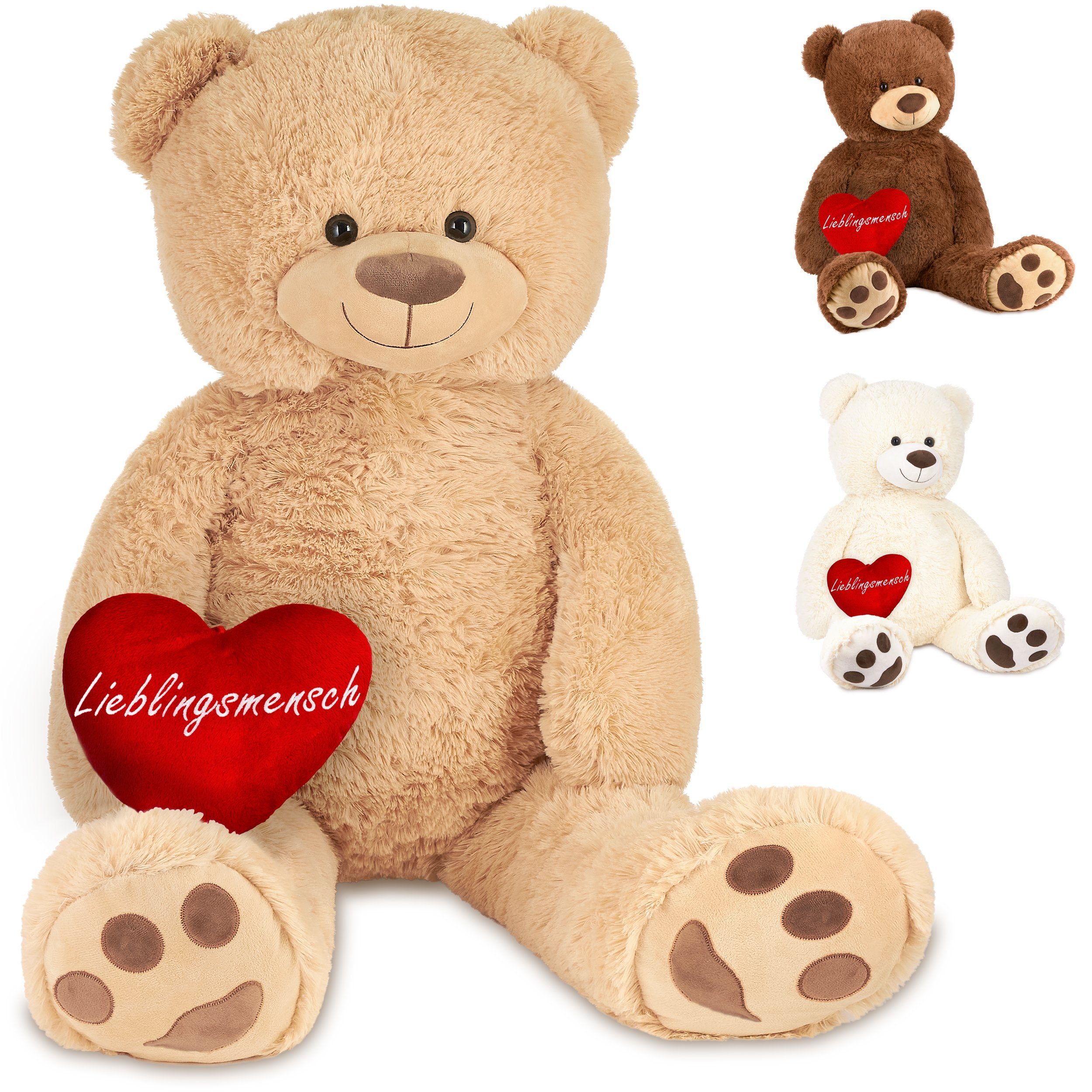 Kuscheltier XXL Teddybär 100 cm groß mit Herz Lieblingsmensch