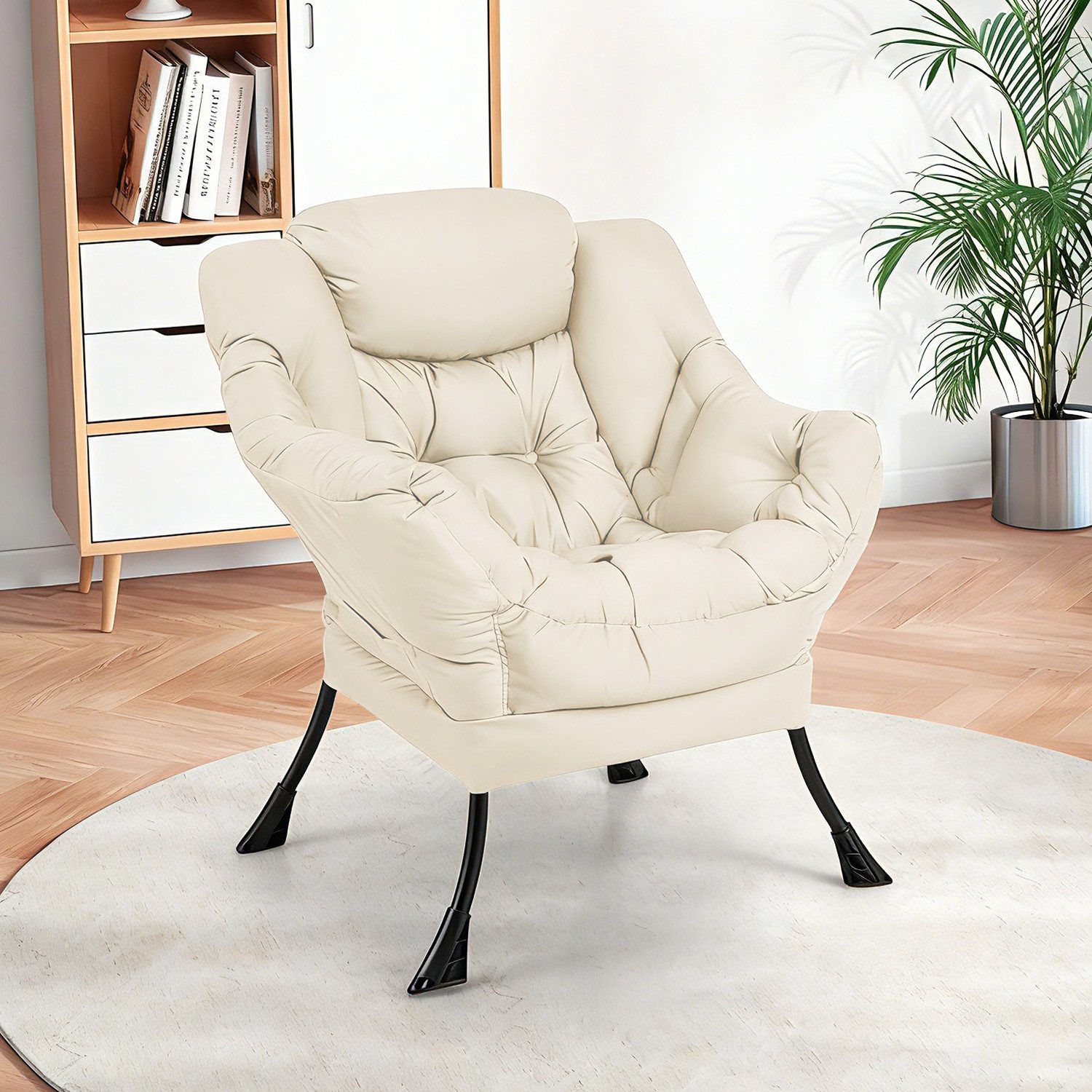 JEOBEST Esszimmerstuhl Sessel, Gemütlicher Loungesessel, Lesesesselaus, (1 ST) Metallgestell und Lehne, Modern Ohrensessel