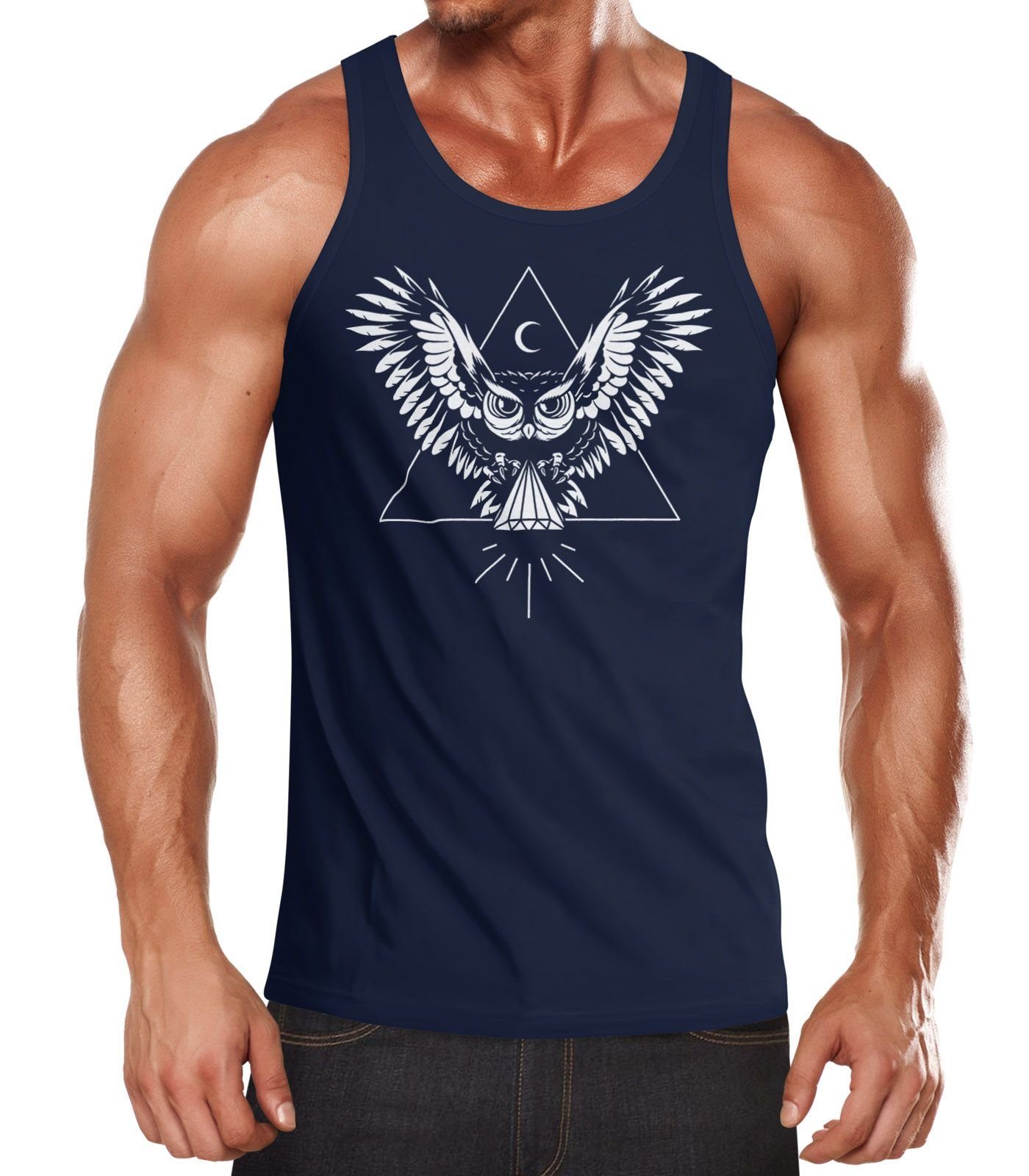 Tanktop Herren Tanktop Eule Muskelshirt Tank Top Muscle Shirt