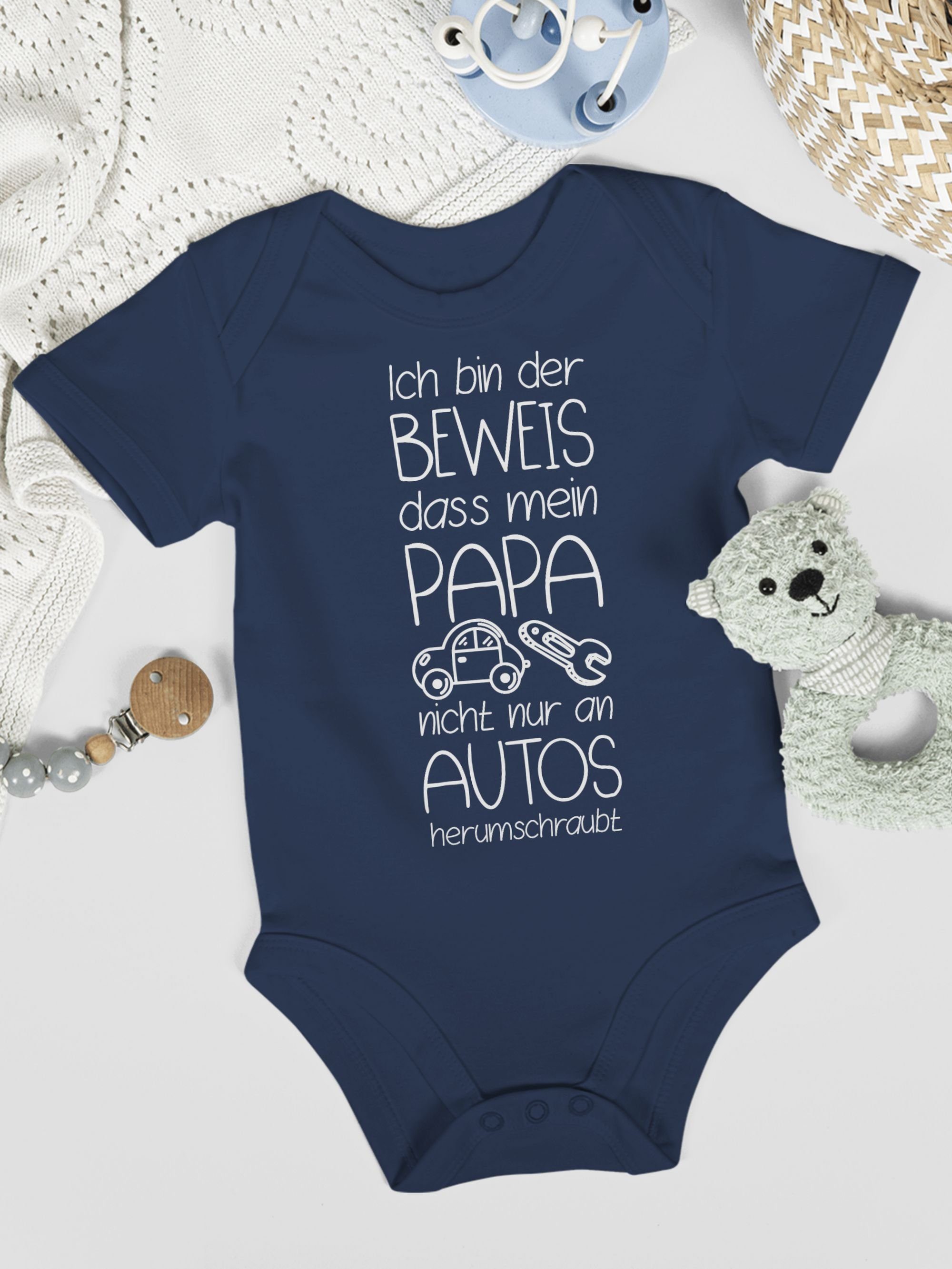 Shirtracer Shirtbody Ich bin der Beweis dass mein Papa nicht nur an Autos herumschraubt wei Sprüche Baby