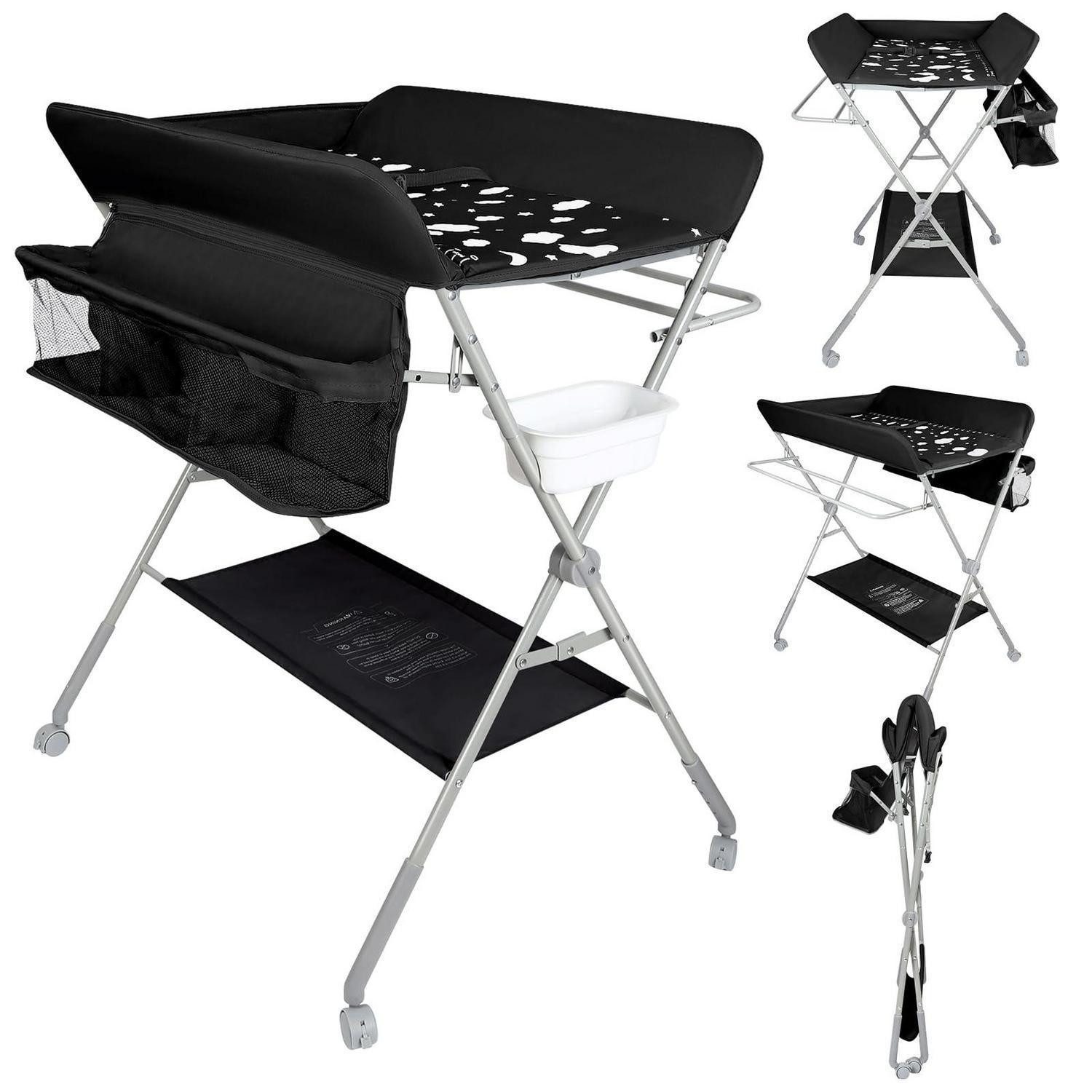 LuxusKollektion Wickelkommode Wickeltisch 3-in-1 faltbar schwarz