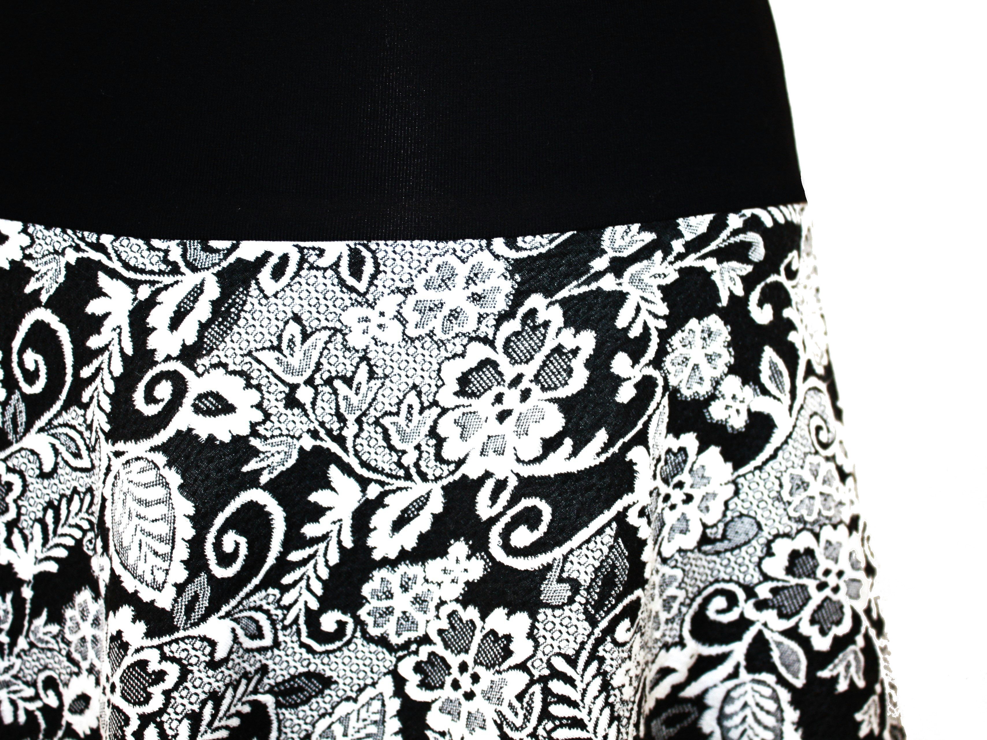 dunkle design A-Linien-Rock Schwarz Weiß Grau 57cm Jacquard Strick elastisc günstig online kaufen