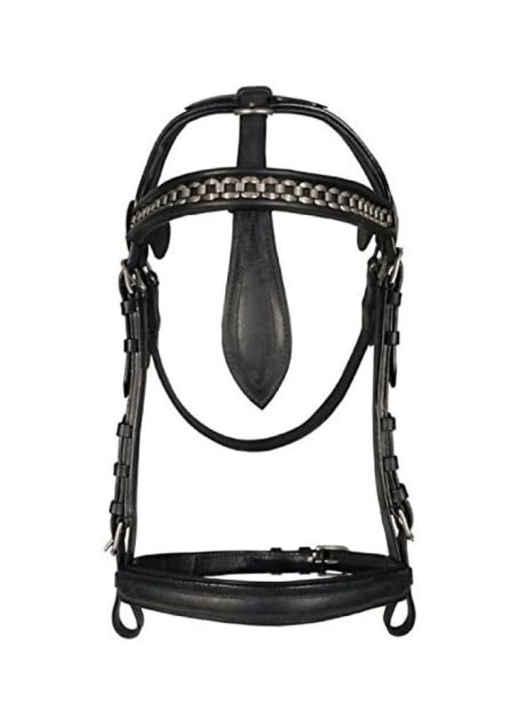 German Riding Trensenzaum Fahrzaum Top Class mit Scheuklappen Pony braun