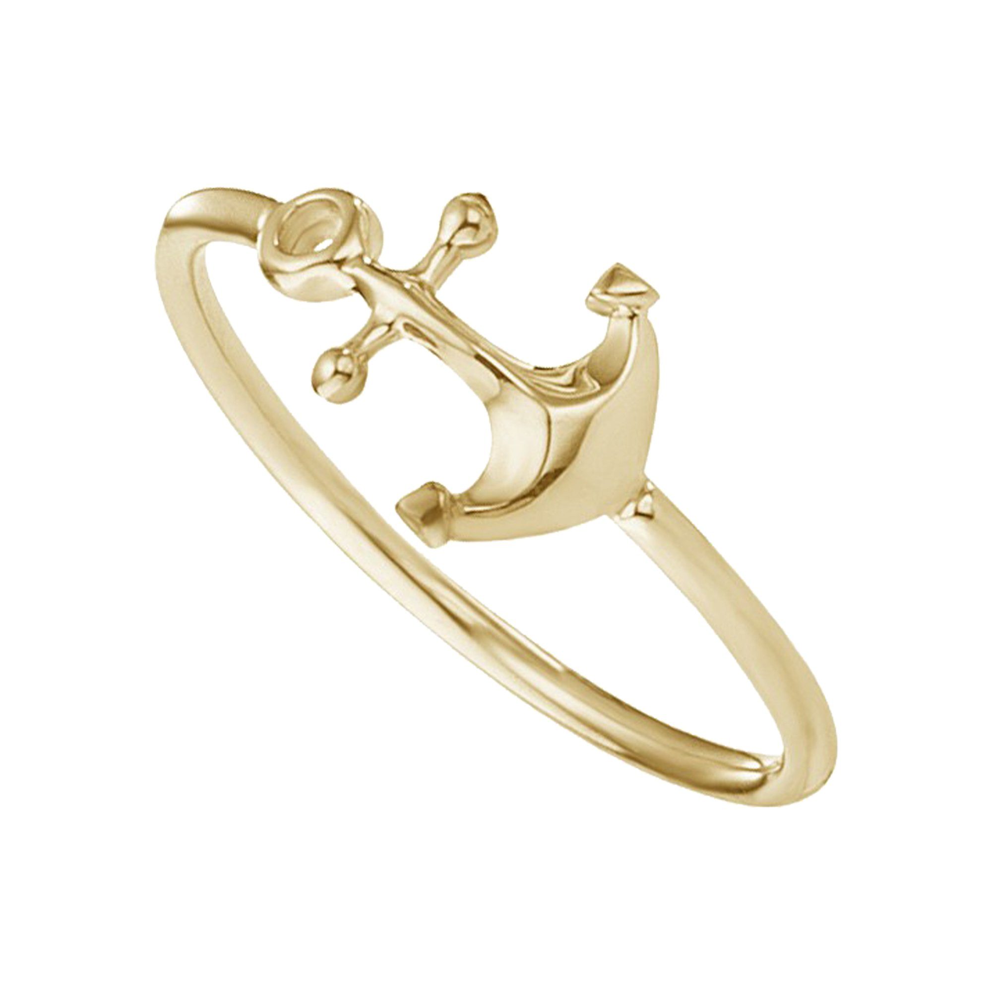 CAÏ Fingerring 925/- Silber vergoldet Anker