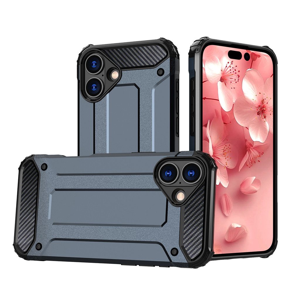 Hurtel Handyhülle Panzerhülle Schutzschale Stoßschutz 6,1 Zoll, Hybridschutz, erhöhte Kanten, Carbon-Optik