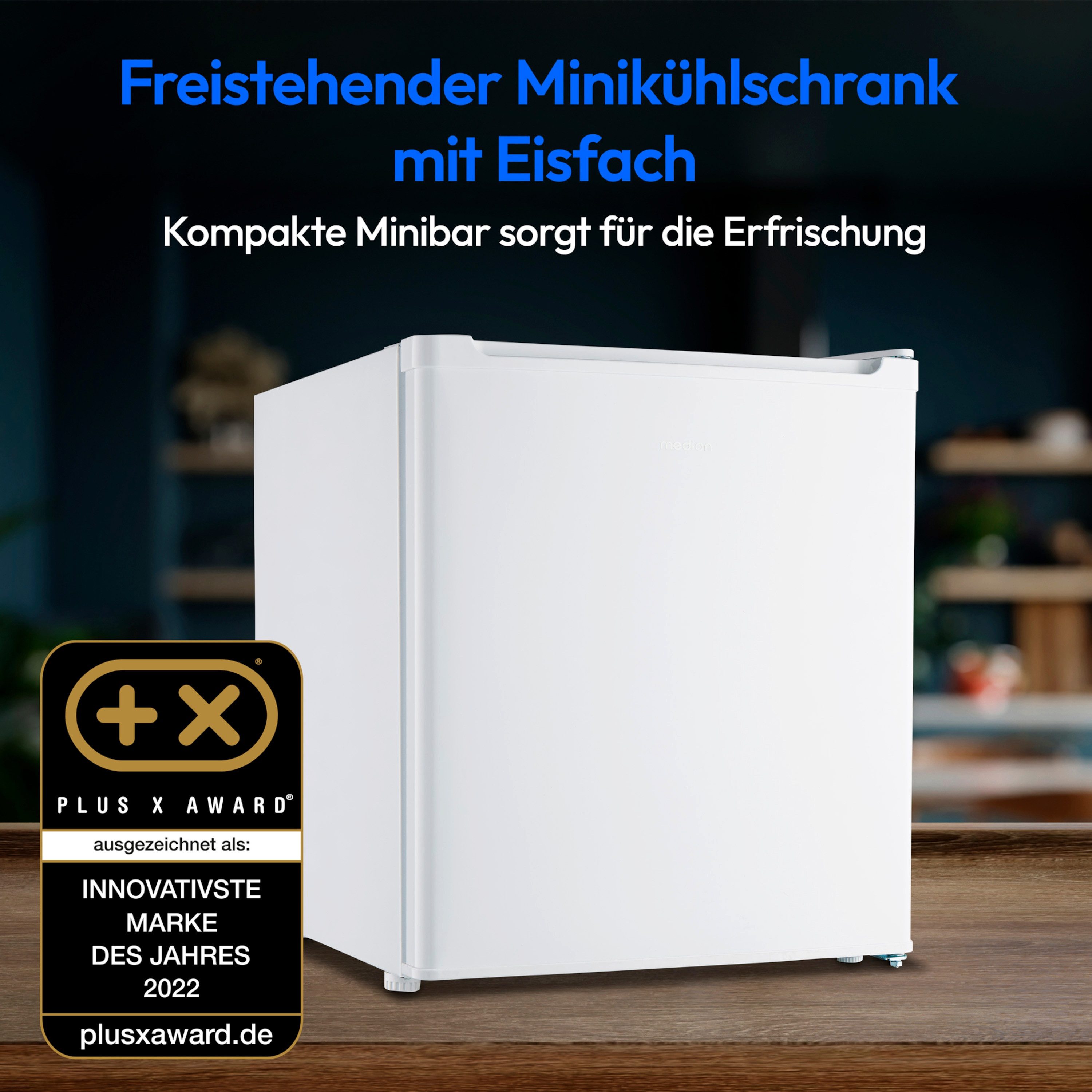 Medion® Kühlschrank MD37724, 51 cm hoch, 44 cm breit, 41 Liter, Türanschlag wechselbar, manuelle Temperatureinstellung