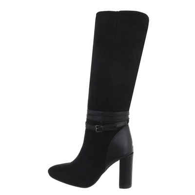 Ital-Design Damen Elegant High-Heel-Stiefel Blockabsatz High-Heel Сапоги in Schwarz