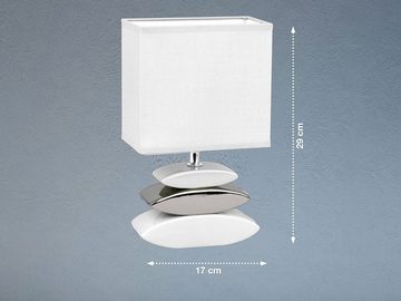 meineWunschleuchte LED Tischleuchte, LED wechselbar, warmweiß, kleine Fensterbank Designer-lampe mit Stoff Lampenschirm Weiß, H: 29cm