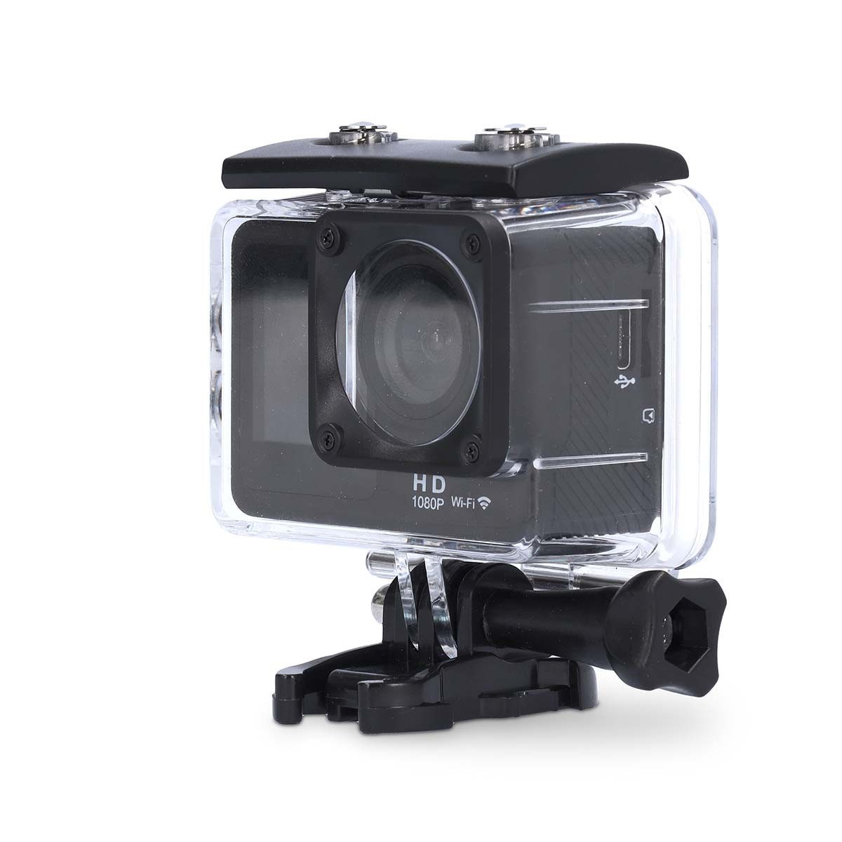 Nedis ACAM31BK Action Cam (Wi-Fi, action cam, dual screen, 30m wasserdicht, 1080p, inkl. montage)