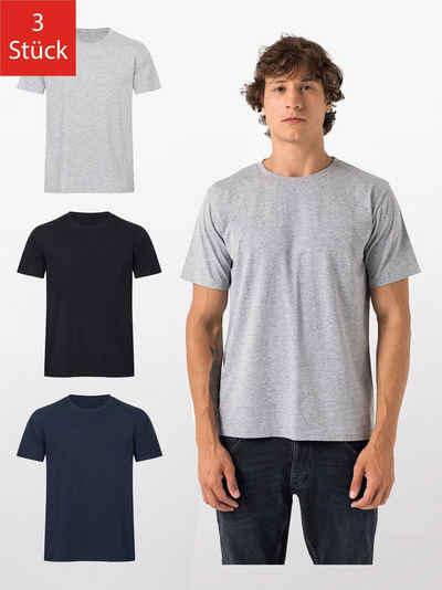 Burnell & Son T-Shirt Tshirt Herren aus 100% Baumwolle Regular Fit Basic Männer Set (S-5XL) (Packung, 3-tlg., 3er-Pack) in Unifarbe