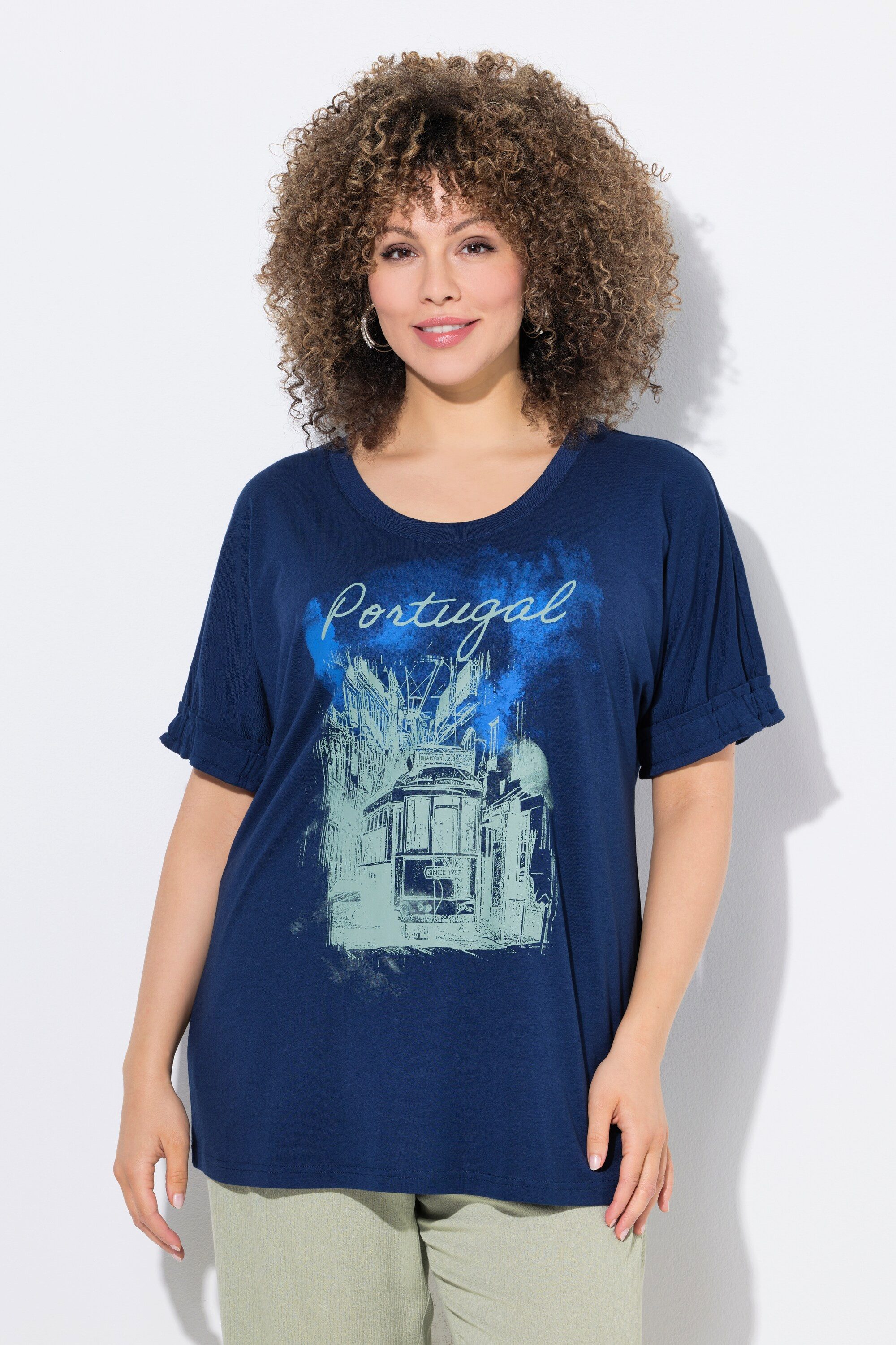 Ulla Popken T-Shirt T-Shirt Portugal Oversized Rundhals Halbarm günstig online kaufen