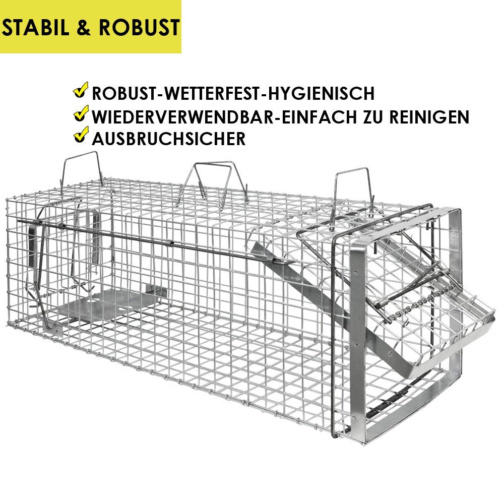 Wiesenfield Kleintierkäfig Lebendfalle Tierfalle Kastenfalle Marderfalle  Fuchsfalle 63.5 x 16.5 x