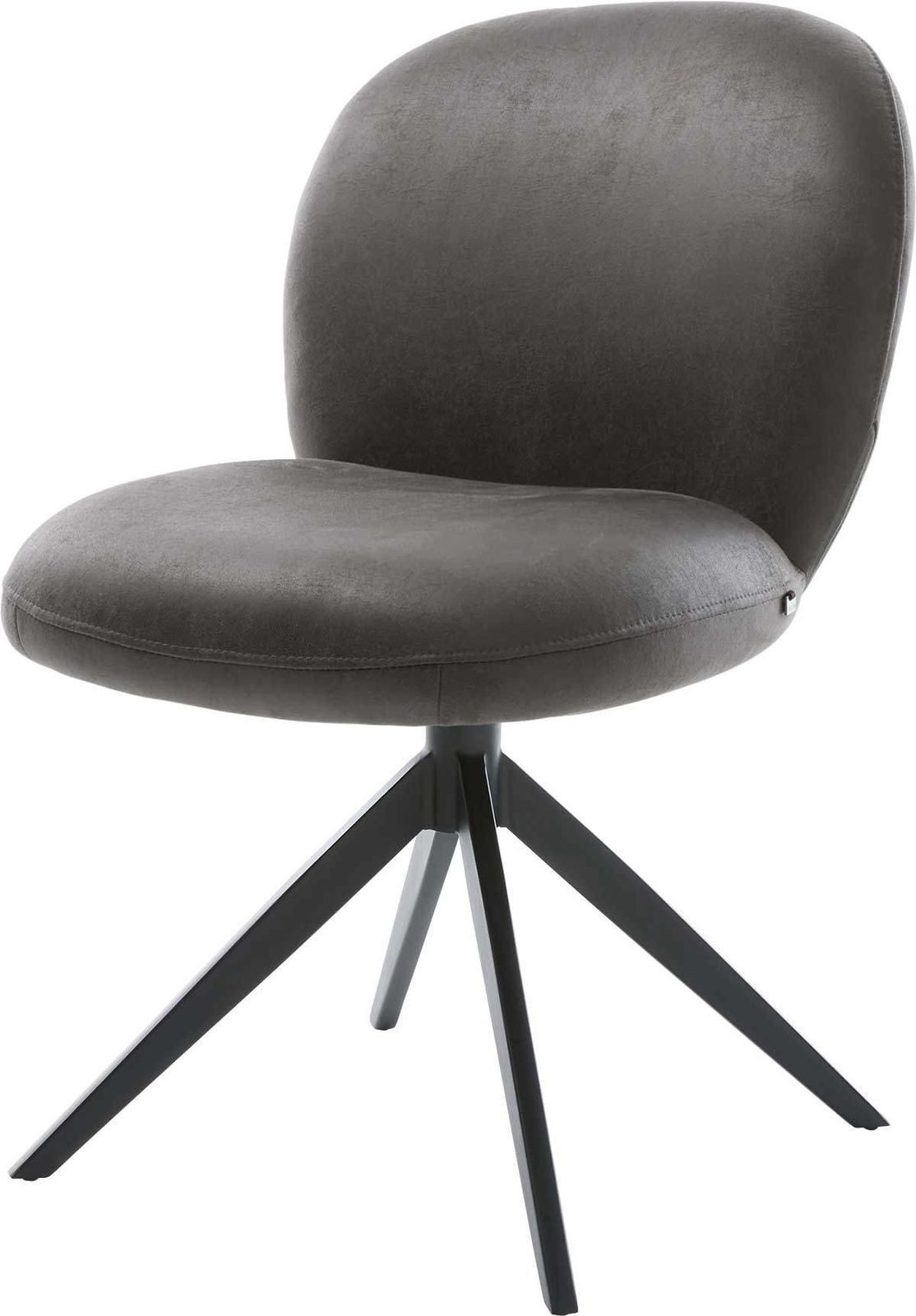 DELIFE Polsterstuhl Nube-Flex, Kreuzgestell breit Schwarz Mikrofaser Anthrazit Vintage 360° drehbar W