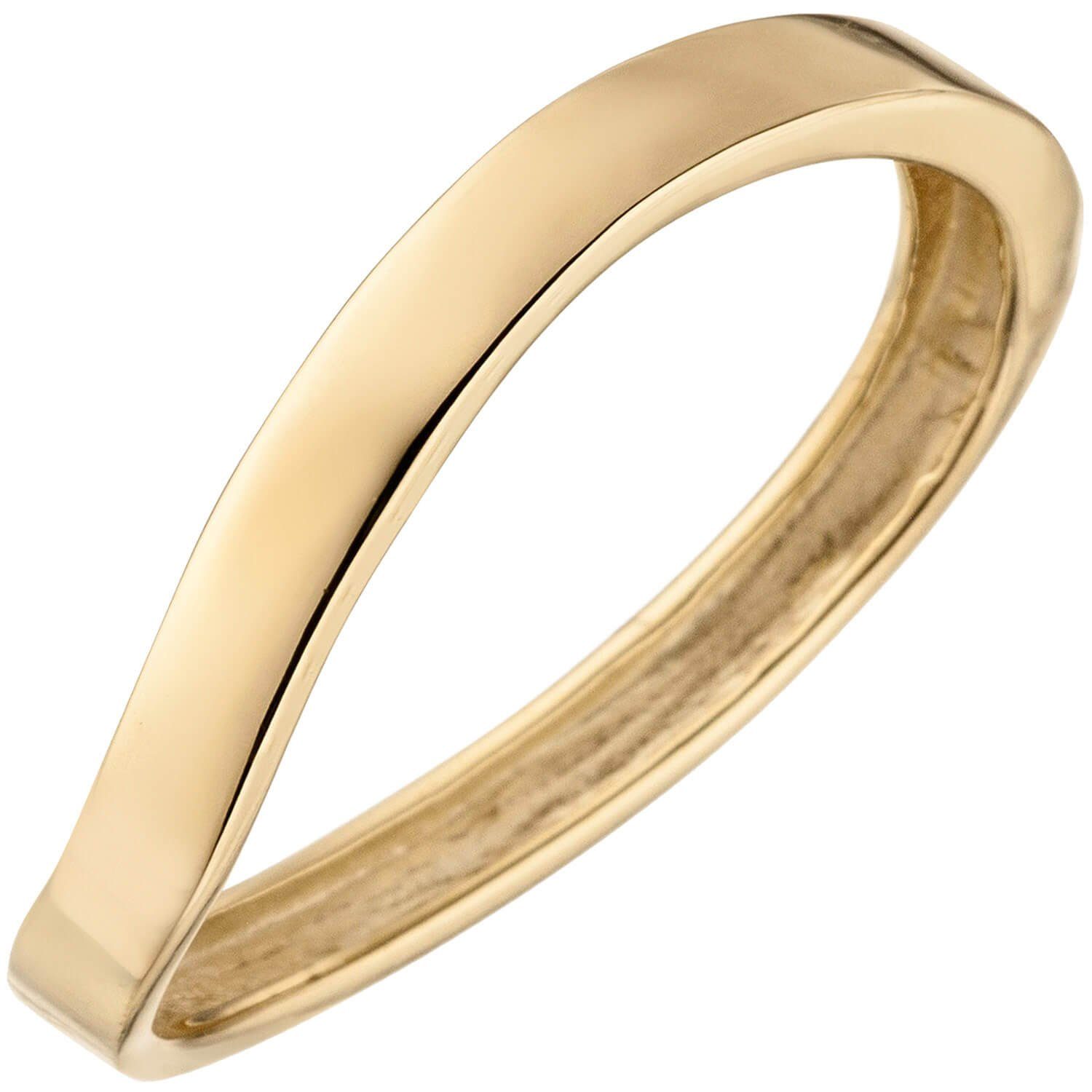 Schmuck Krone Silberring Gebogener Ring aus 375 Gelbgold Gelbgoldring, Gold 375