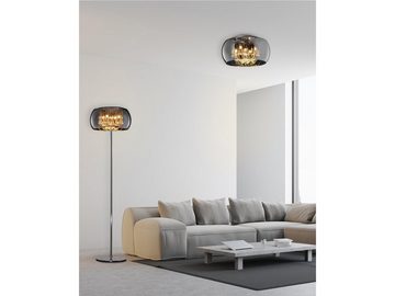 meineWunschleuchte LED Deckenleuchte, LED wechselbar, Warmweiß, Luxuslampen Lampenschirm Rauch-glas Kristall übern Esstisch, Ø40cm