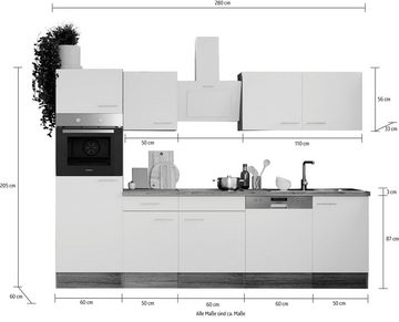 RESPEKTA Küche Oliver, Breite 280 cm, wechselseitig aufbaubar