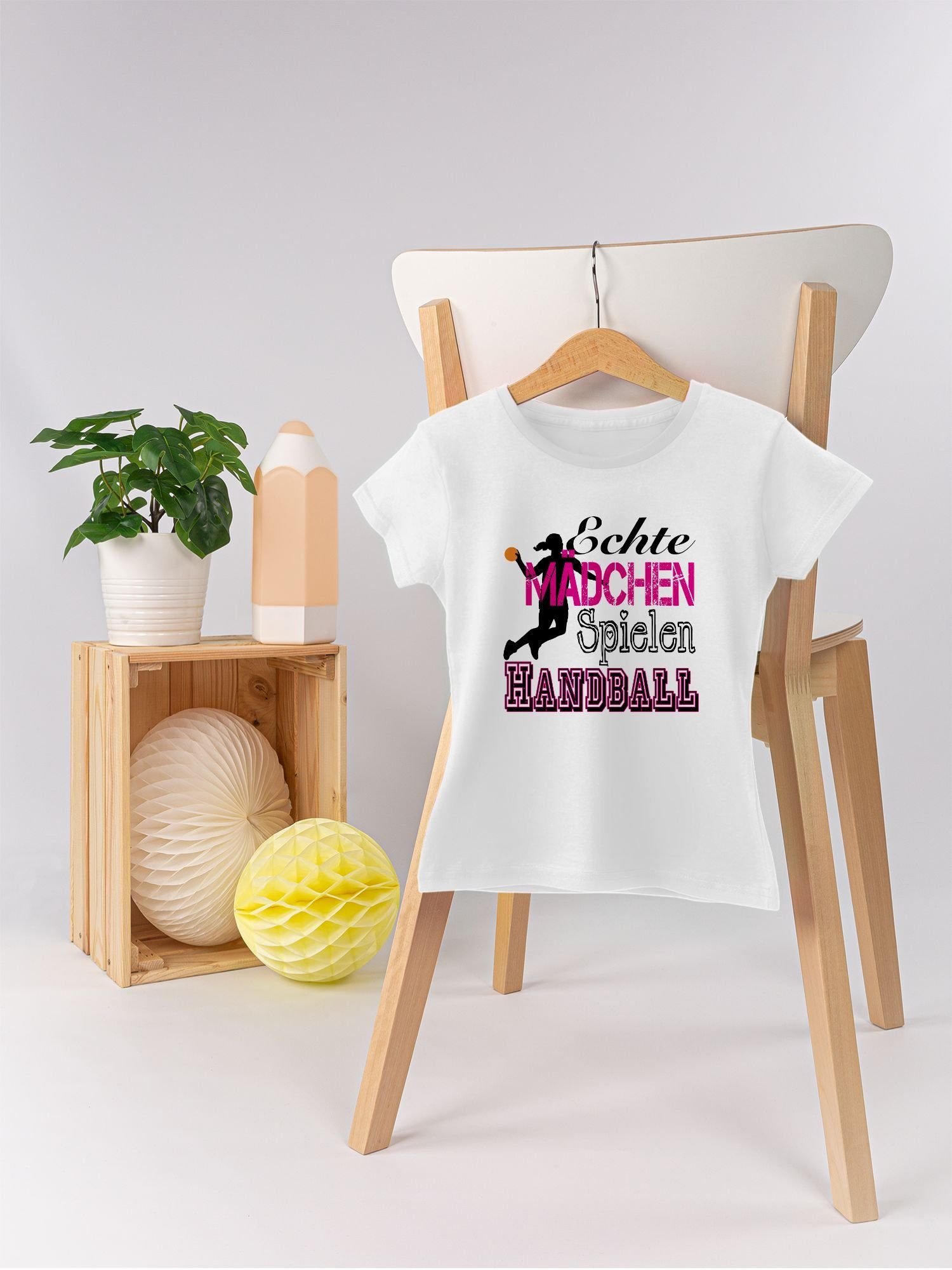 Handball 2 T-Shirt Weiß Mädchen Sport Echte Shirtracer Kinder Spielen Kleidung