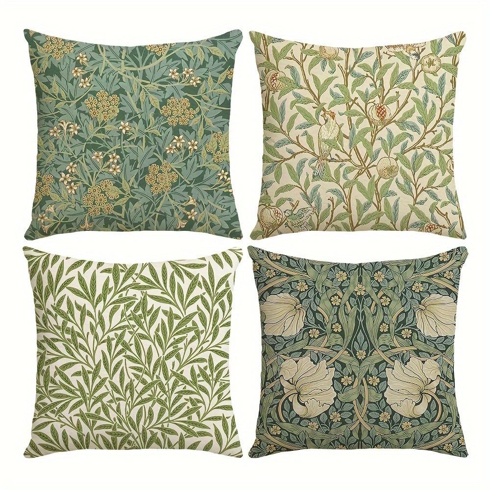 Agger Kissenbezüge 4er-Set dekorativer Kissenbezüge mit Vintage-Blumenmuster, (4 Stück), 45 × 45 cm, geeignet für Wohnzimmer und Außenbereiche