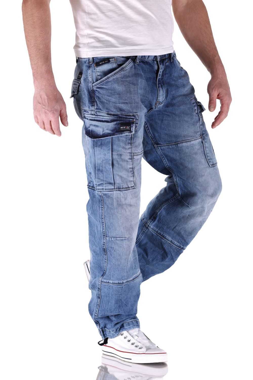 Big Seven Cargojeans Big Seven Brian Medium Blue Cargo Herren Jeans Hose