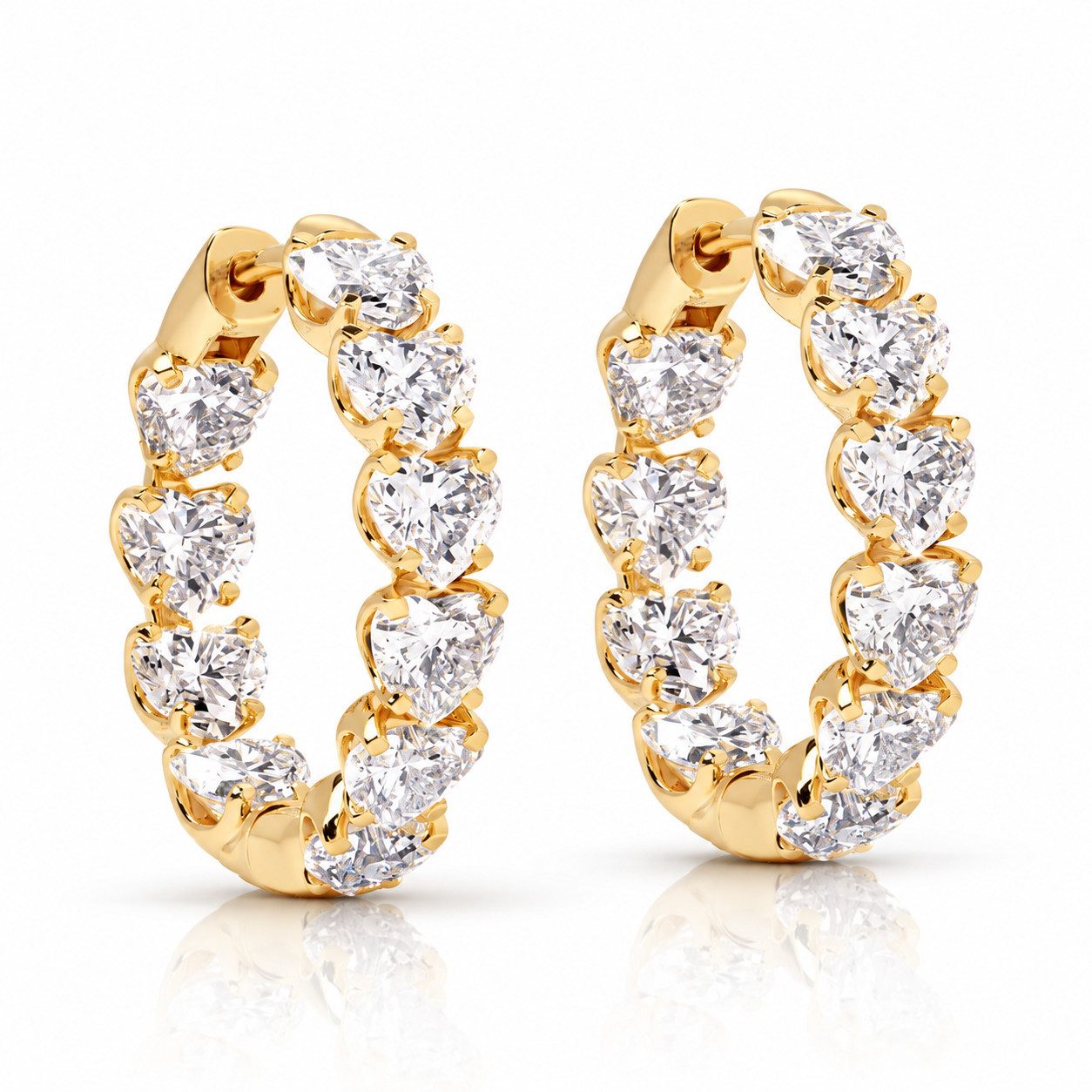 ROUGEMONT Paar Creolen Funkelnde Herz Damen Creolen Ohrringe 925 Silber 18K Gold, Echtschmuck