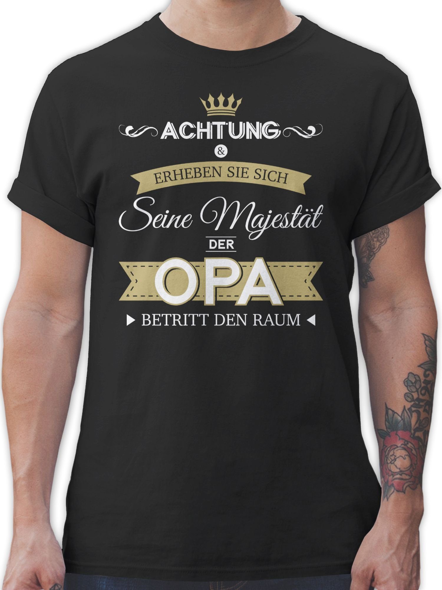 Majestät Opa Geschenke 01 Shirtracer der T-Shirt Opa Schwarz Seine
