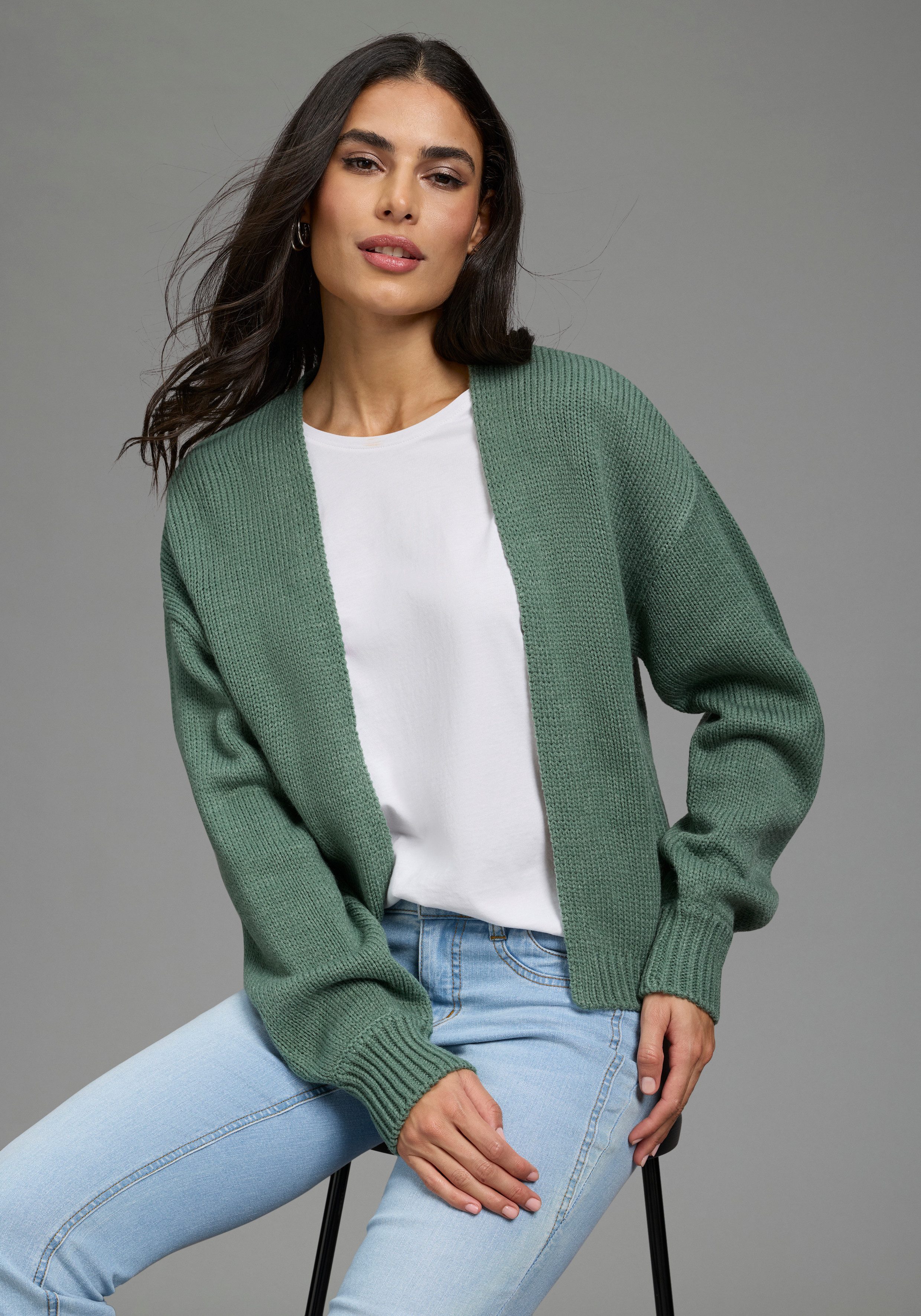 Laura Scott Strickjacke mit Oversize-Passform in melierter Optik