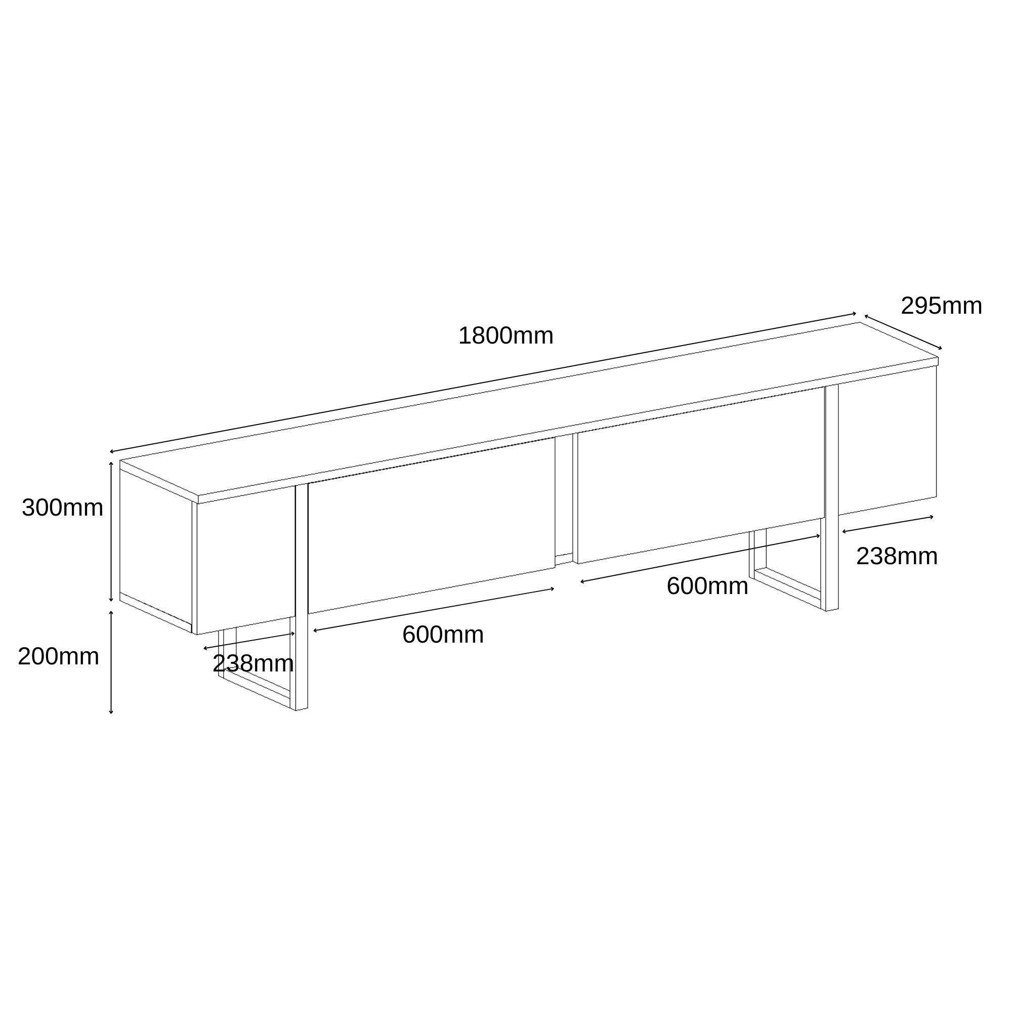 BDR Smart Home Art Lowboard Breda TV Möbel Elegant Metallfüße– 2 Türen, 3 Farben