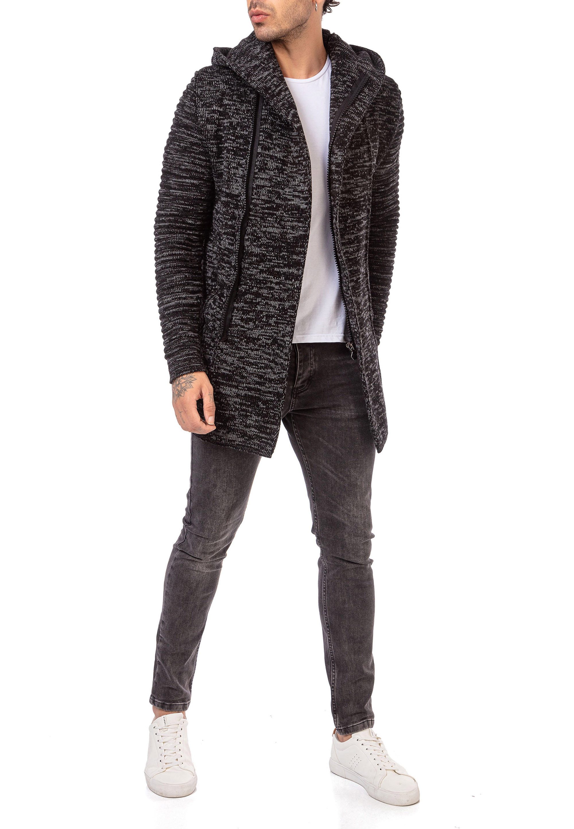 RedBridge Cardigan asymetrisch mit Kapuze und Reißverschluss Wärmend – Bild 4 von 4