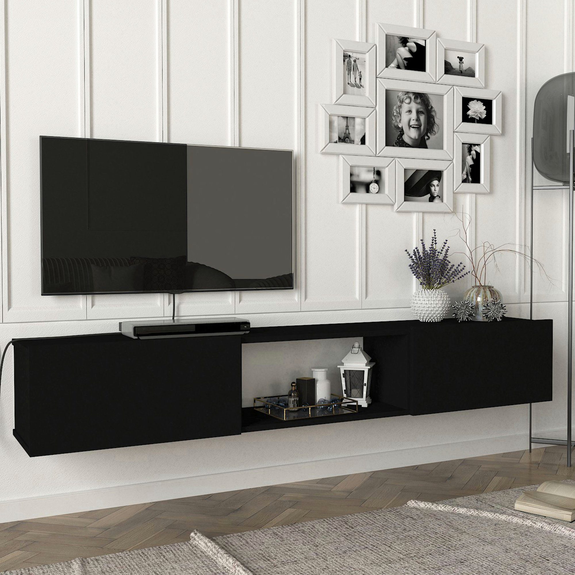 en.casa Lowboard, »Paltamo« Fernsehschrank 180x31x29,5cm Schwarz günstig online kaufen
