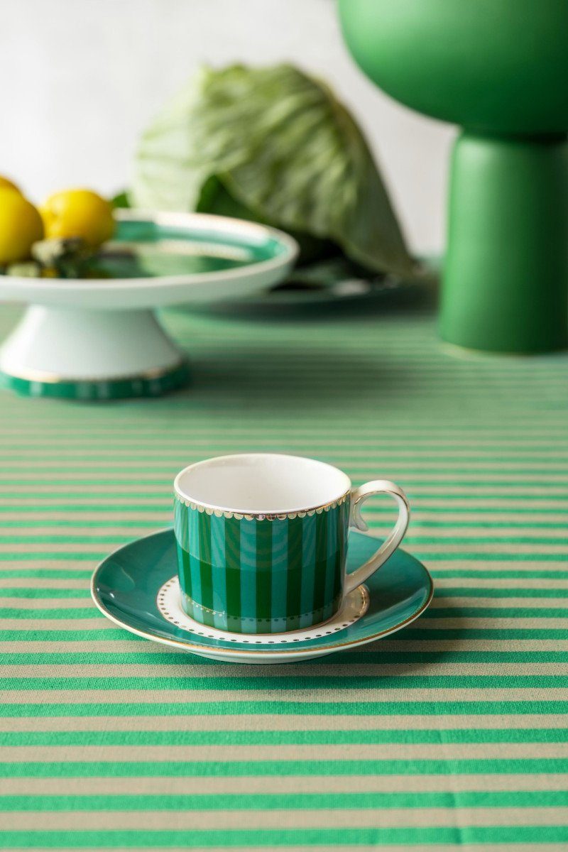 PiP Studio Espressotasse Love Birds Stripes Espressotasse m.U. grün 125ml, Porzellan, Espresso Cup & Saucer Love Birds Stripes Emerald-Green 125ml – Bild 5 von 5