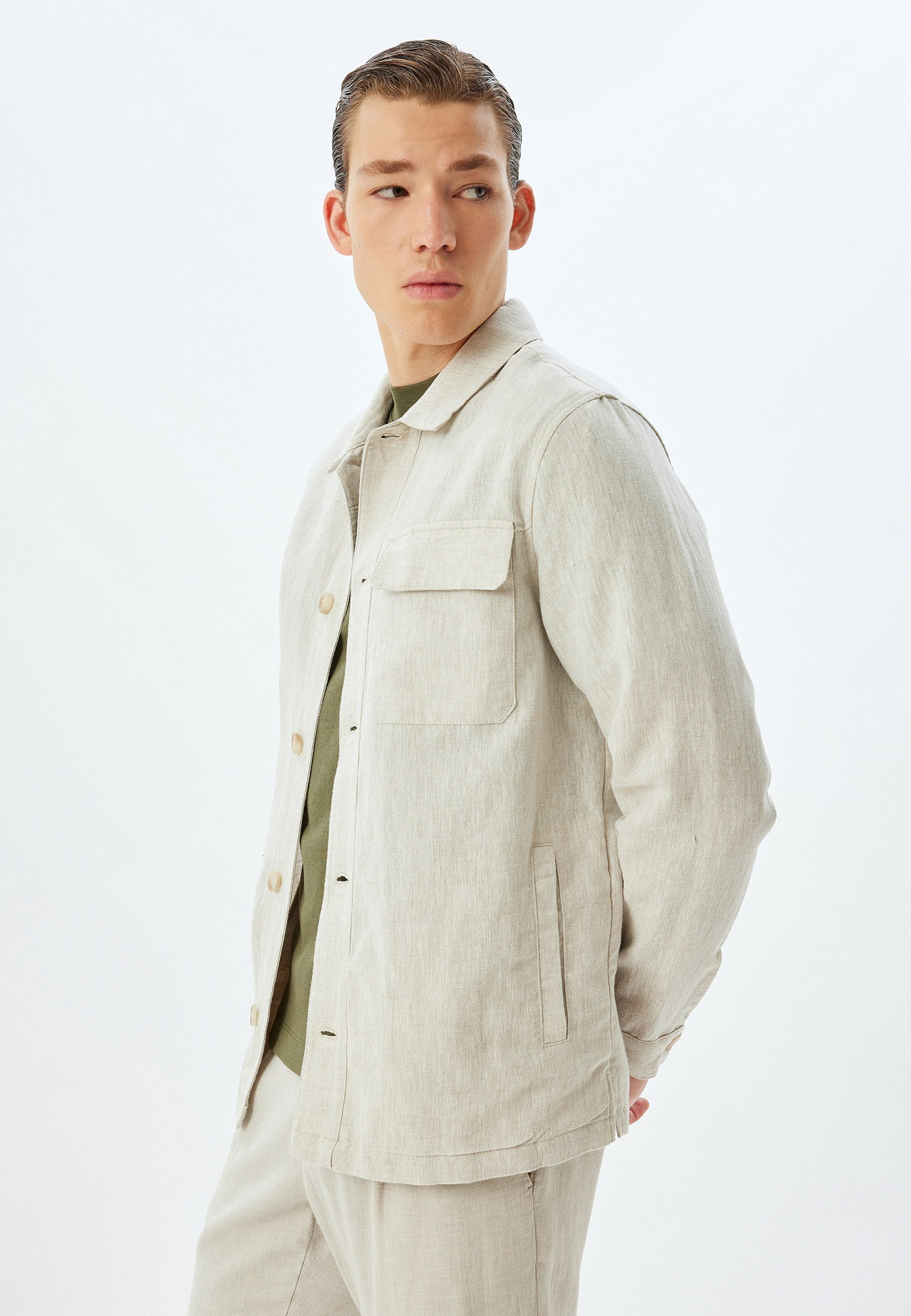 Koton Jackenblazer Regular Leinen Jackenblazer