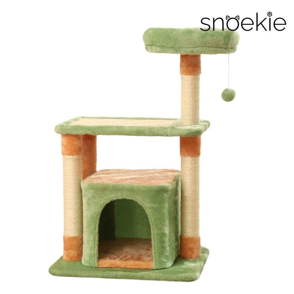 SNOEKIE Kratzbaum Katzenbaum mit Höhle, Liegefläche & Kratzstämmen aus Sisal, 90 cm