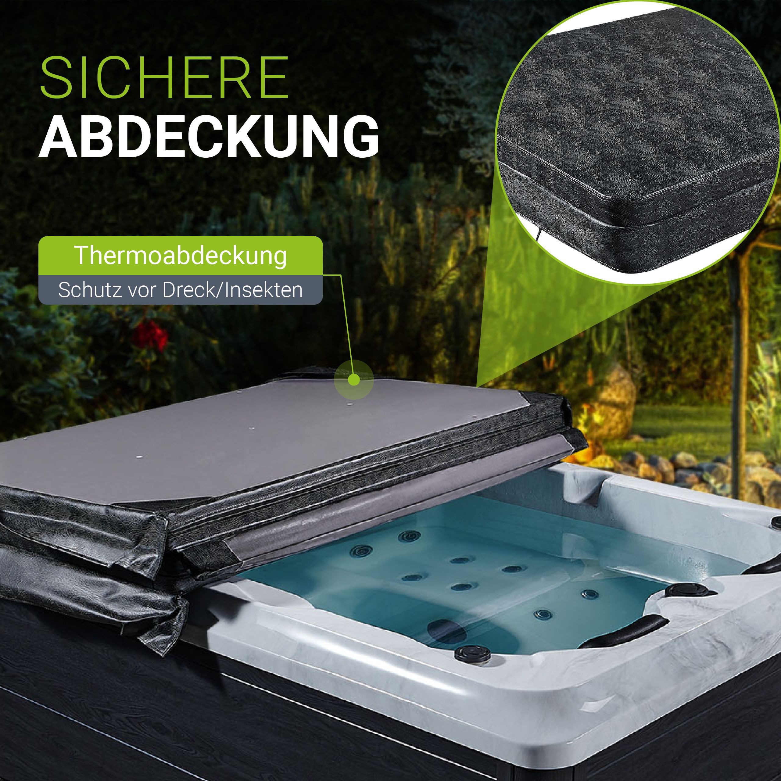 Artsauna Whirlpool Oasis, (Spa mit Massagedüsen, LED-Beleuchtung, inkl. Abdeckung)