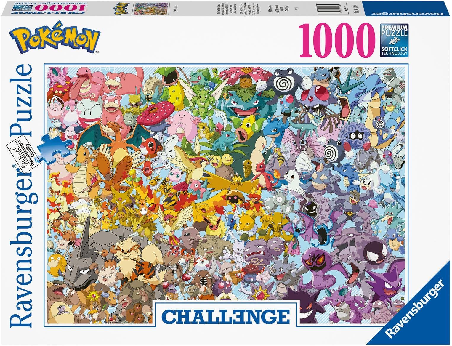 Ravensburger Пазлы Challenge, Pokémon, 1000 Пазлыteile, Made in Germany, FSC® - schützt Wald - weltweit