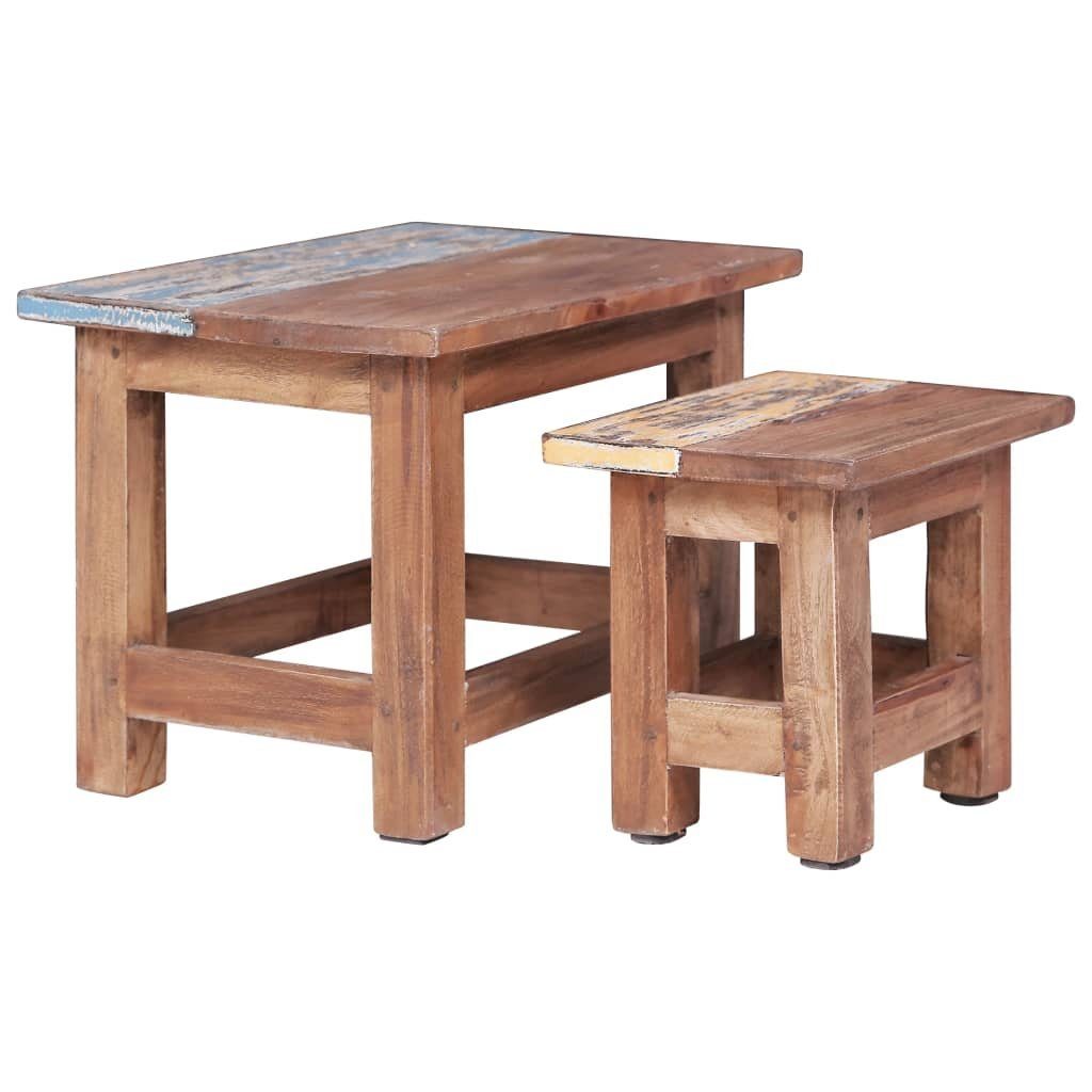 furnicato Satztisch Rustikale Beistelltische aus Massivholz, 40x40x30 cm & 27x20x23 cm (1-St), Handgefertigte Couchtische, lackiert und pflegeleicht für Wohnzimmer
