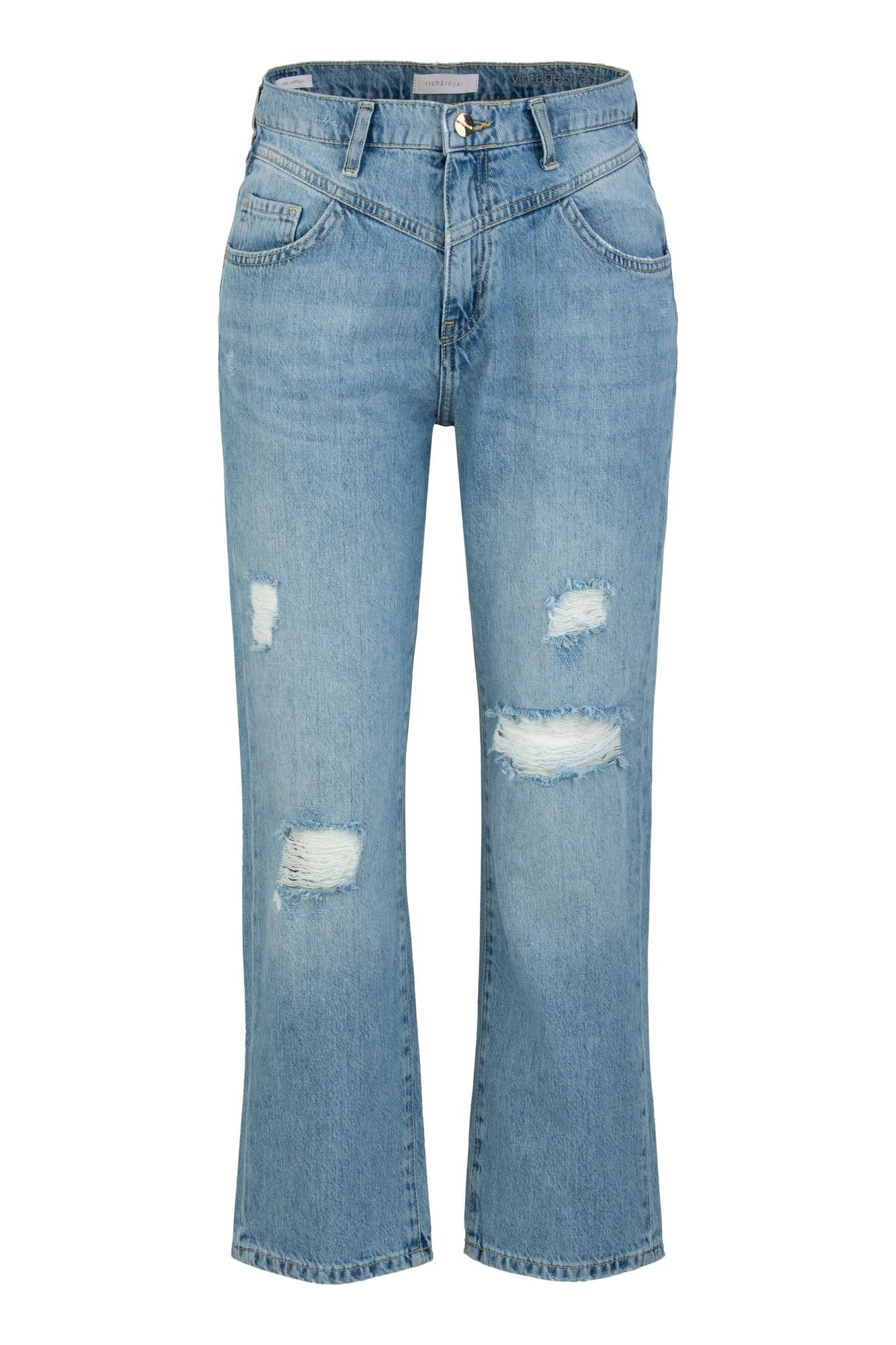 Rich & Royal 5-Pocket-Jeans vintage straight destroyed denim GOTS