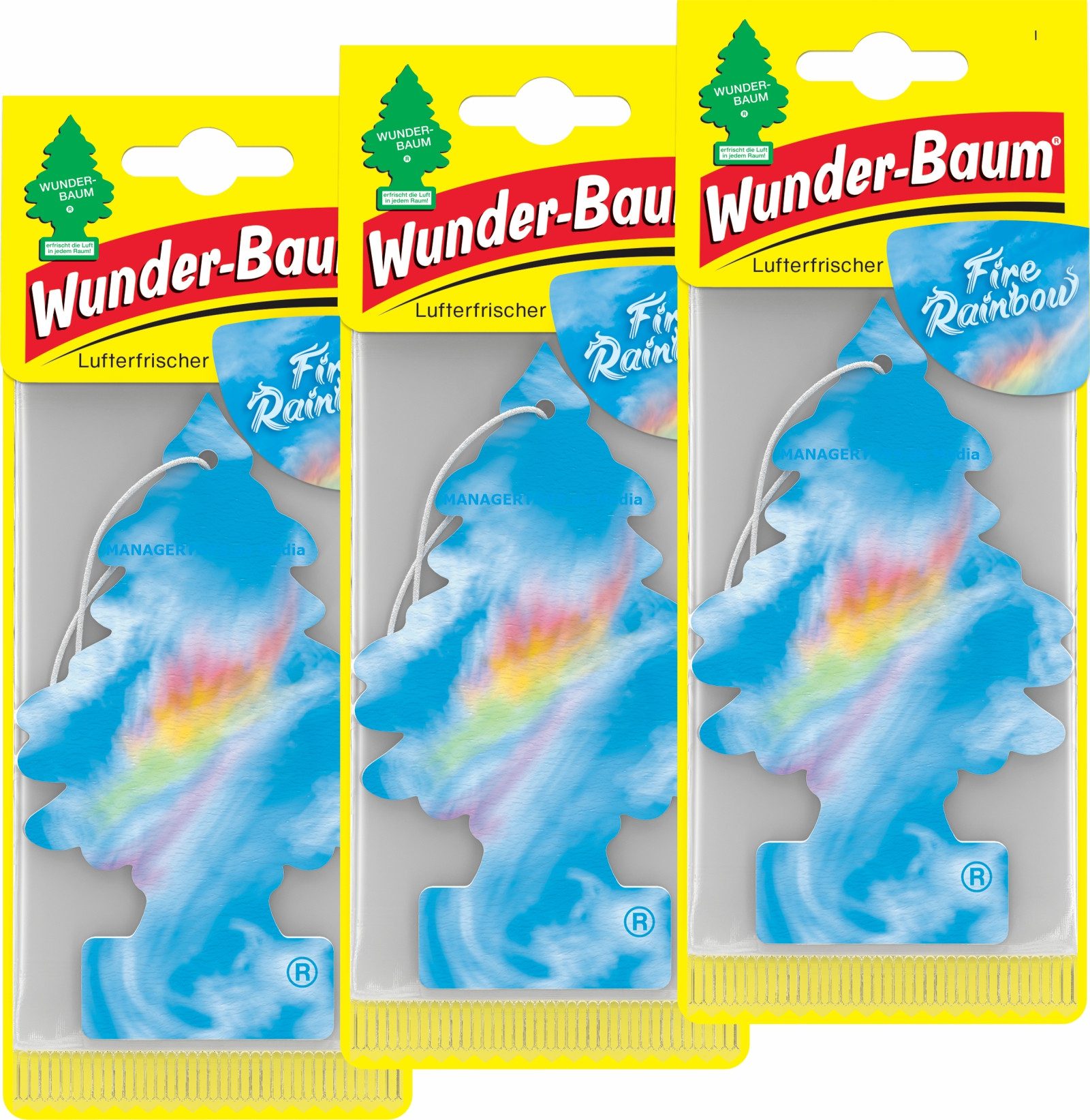 Raumduft Fire Rainbow 3er Duftbäumchen Wunderbaum Beere Apfel Melone