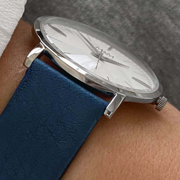M&M Quarzuhr Armbanduhr Damen Leder New Classic, (1-tlg), Analoguhr rund mit Lederarmband, Designer Uhr, deutsche Manufaktur, inkl. edles Etui