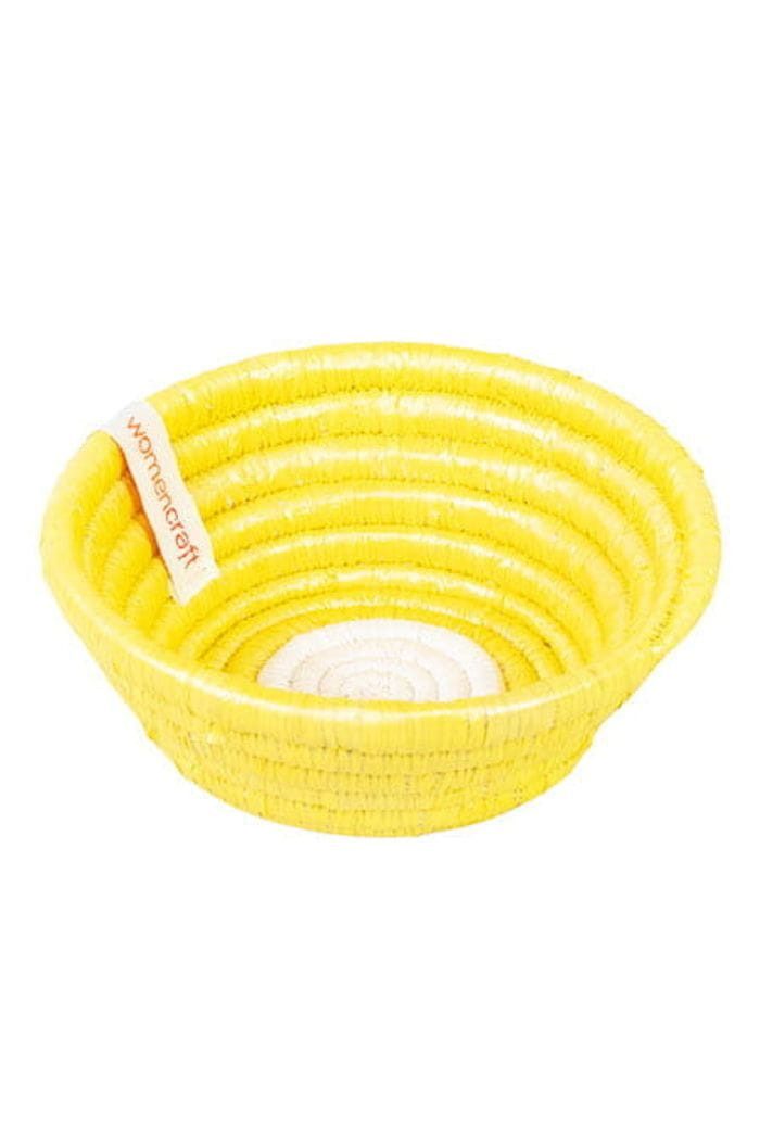 WomenCraft Dekoschale Bakuli - 13cm - Recycelt Gelb, Handgefertigt · Recyceltes Glas · Unikat